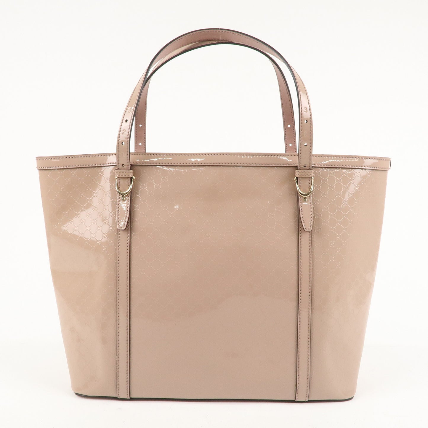 GUCCI Micro Guccissima Patent Leather Tote Bag Pink Beige 309613