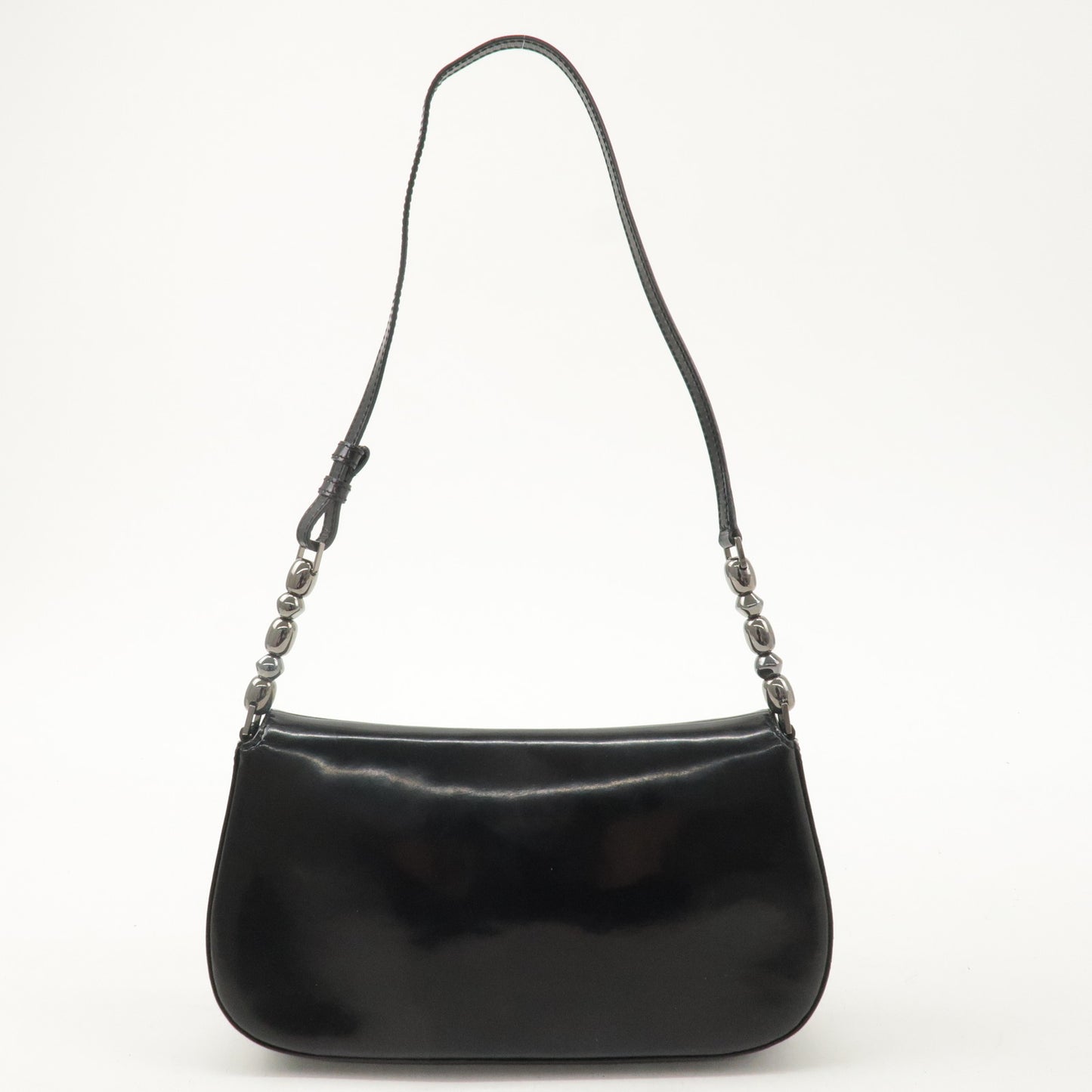 Christian Dior Enamel Leather Maris Pearl Shoulder Bag Black