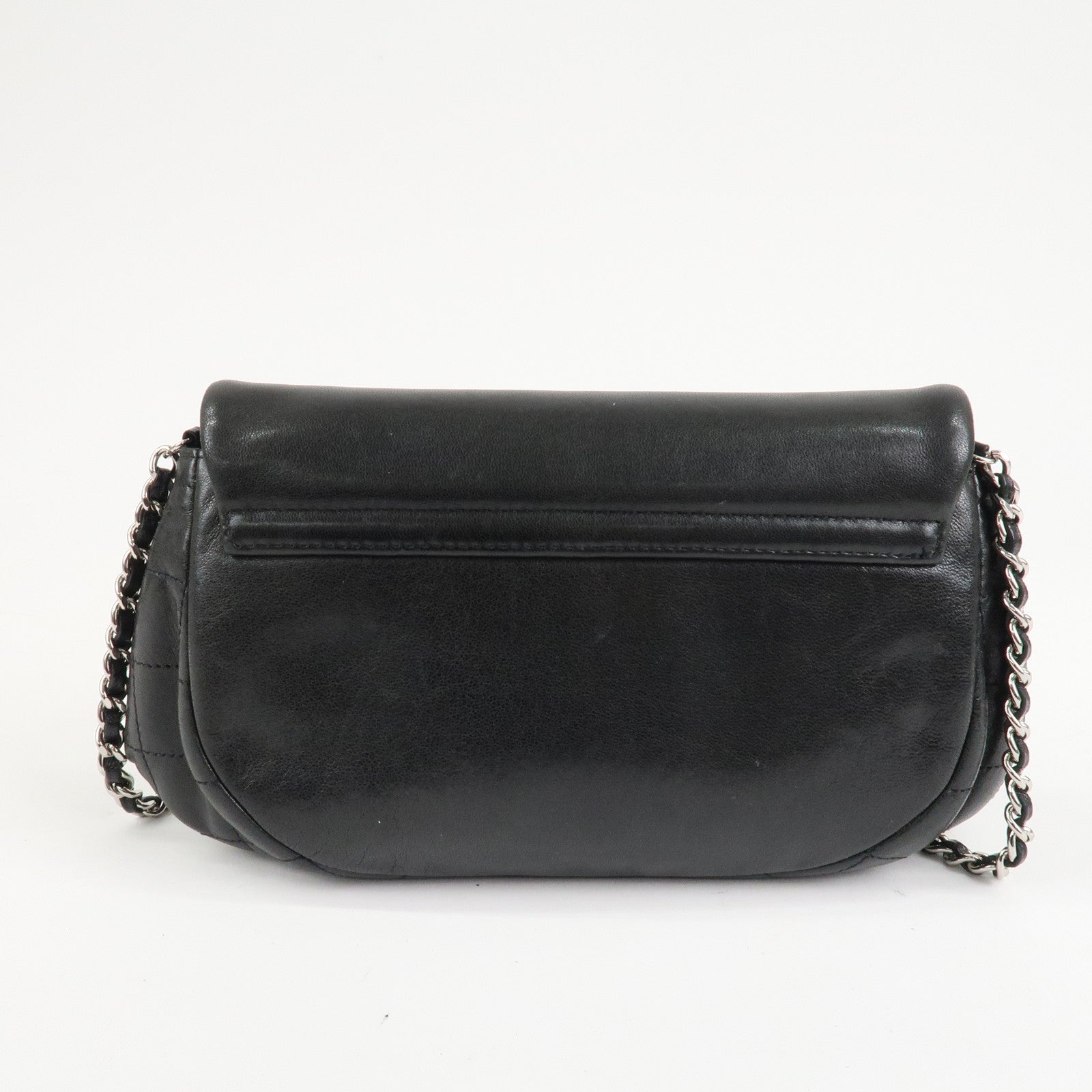 CHANEL COCO Mark Lamb Skin Half Moon Chain Shoulder Bag A40033 Used