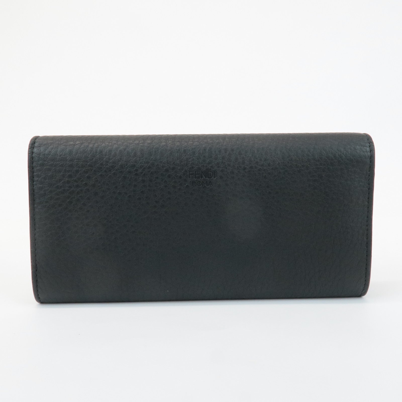 FENDI Leather Peekaboo Bi-fold Long Wallet Black 8M0427 Used