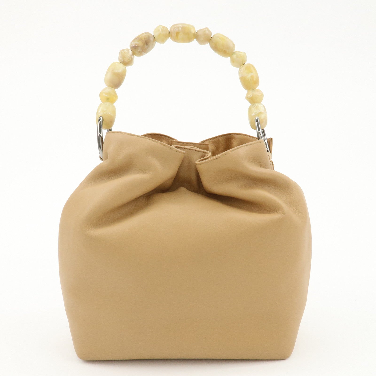 Christian Dior Maris Pearl Leather Hand Bag Beige