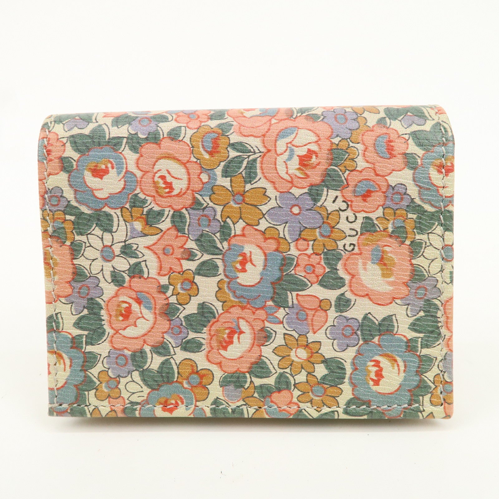 GUCCI Horsebit Leather Liberty B-ifold Wallet Flower Pint 621887