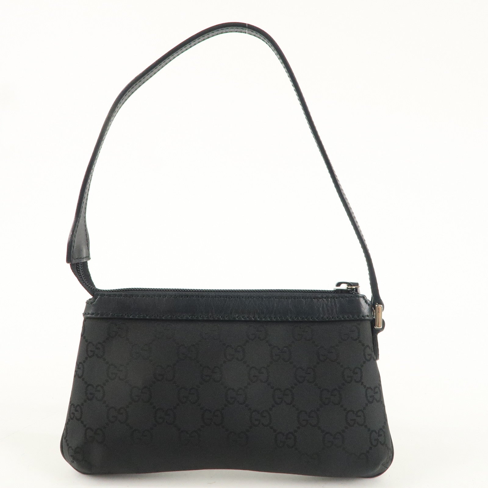 GUCCI GG Nylon Leather Small Shoulder Bag Pouch Black 272381