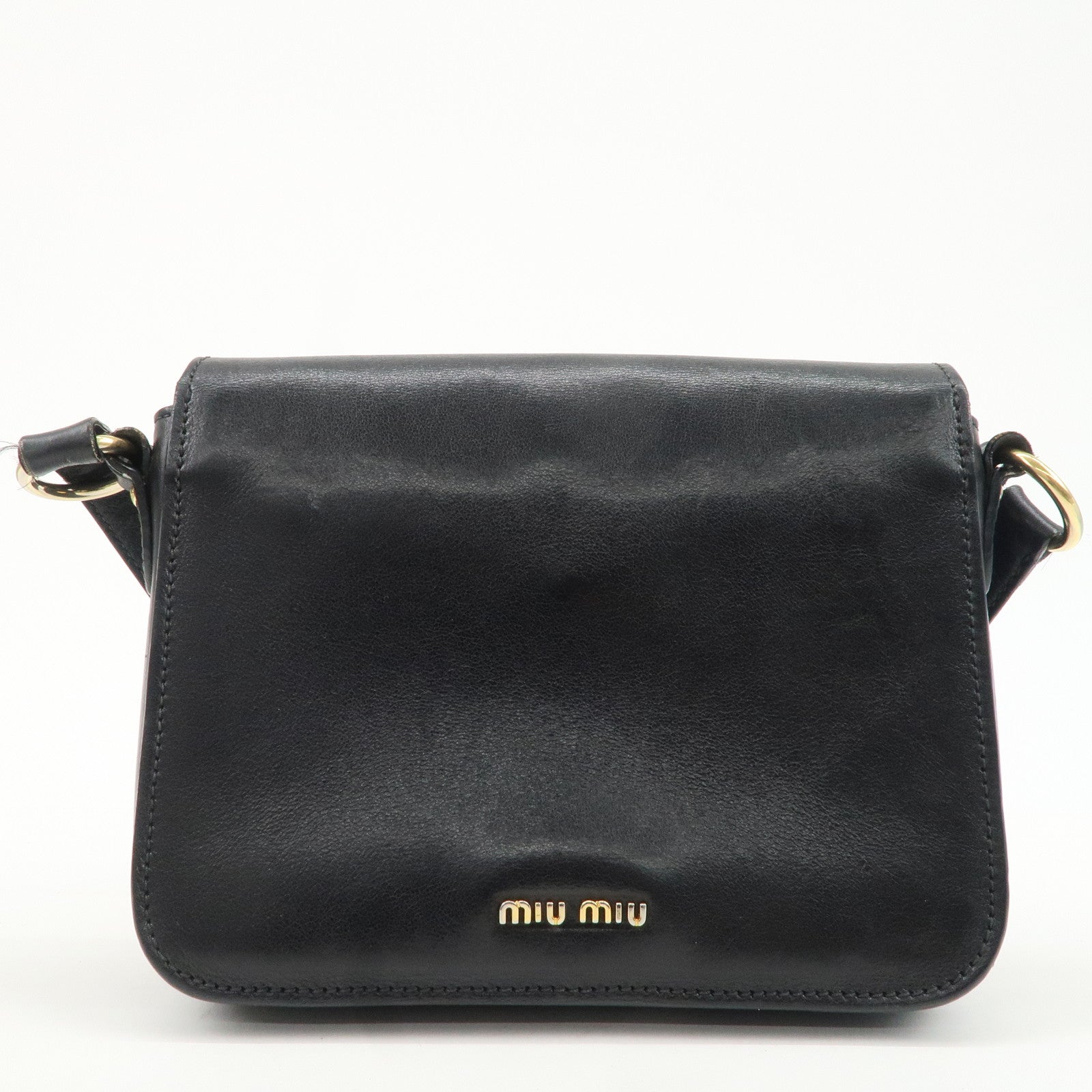 MIU MIU Leather MADRAS Satchel Bag Shoulder Bag Black