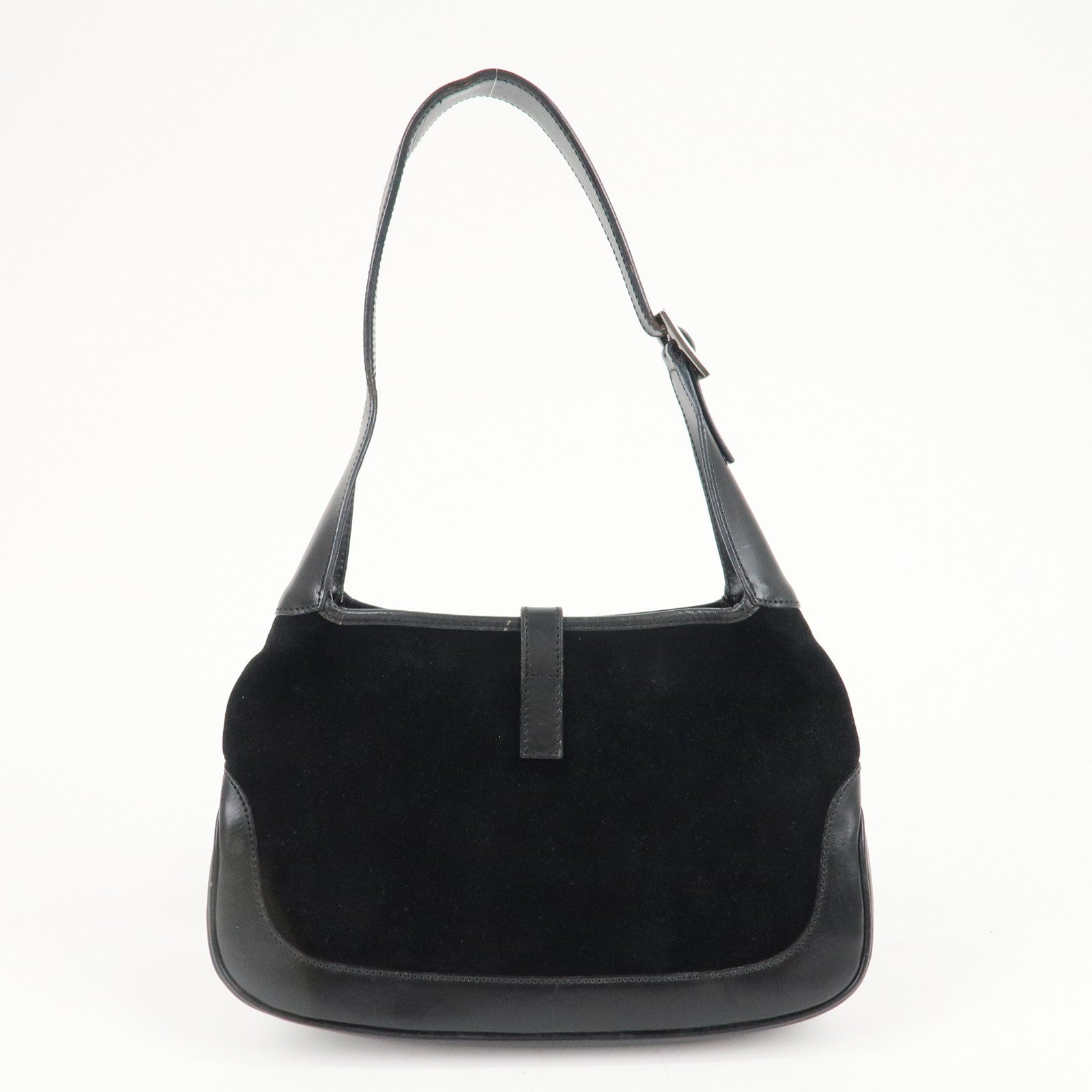 GUCCI Jackie Suede Leather Shoulder Bag Black 001.3735