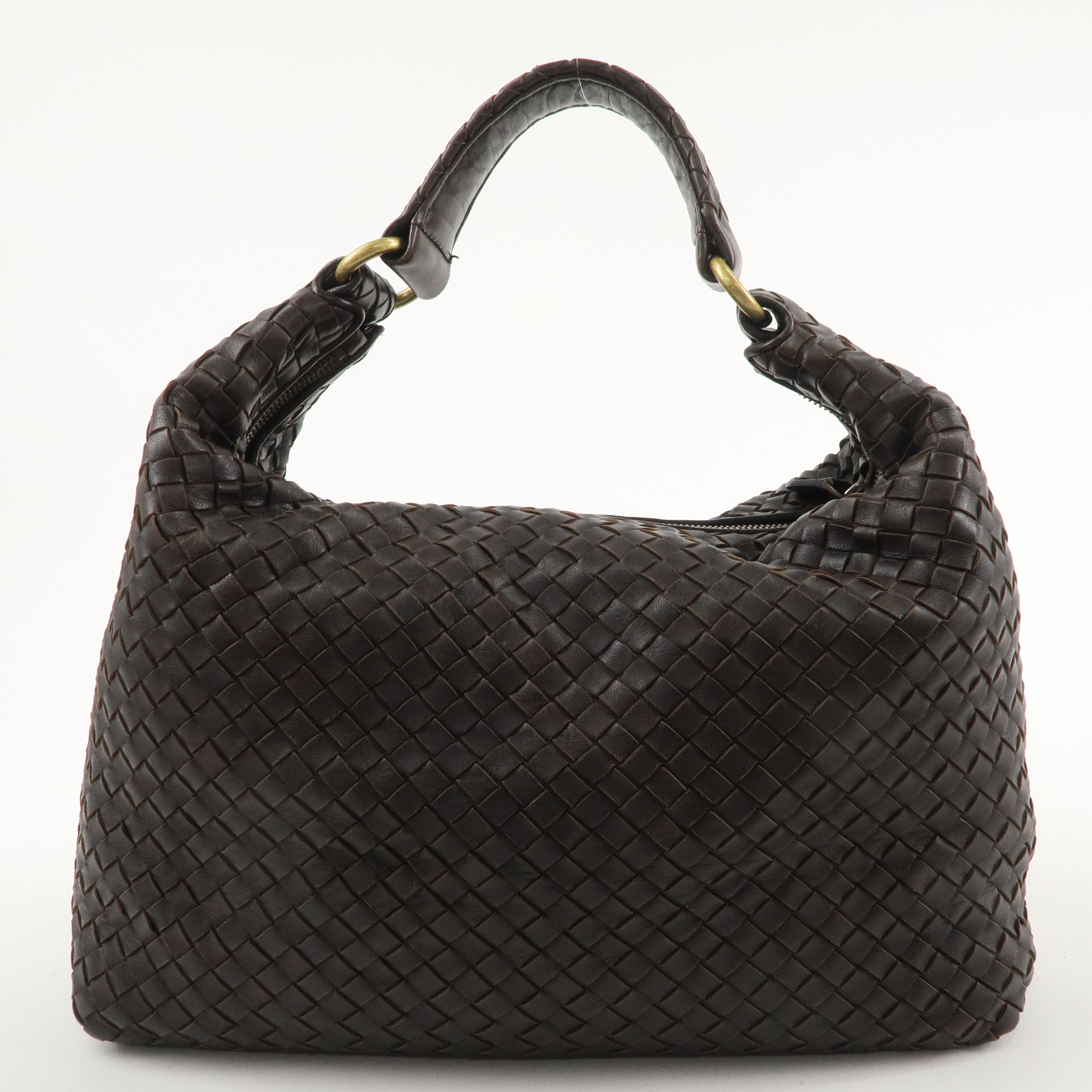 BOTTEGA VENETA Intrecciato Leather Shoulder Bag Brown 181347