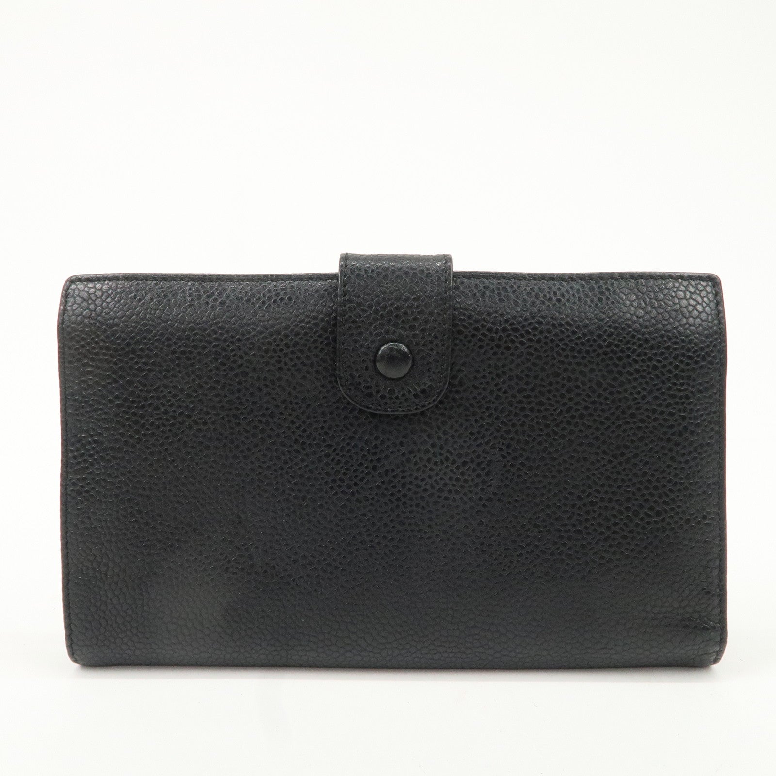 CHANEL Caviar Skin COCO Mark Bi-fold Wallet Black A01429