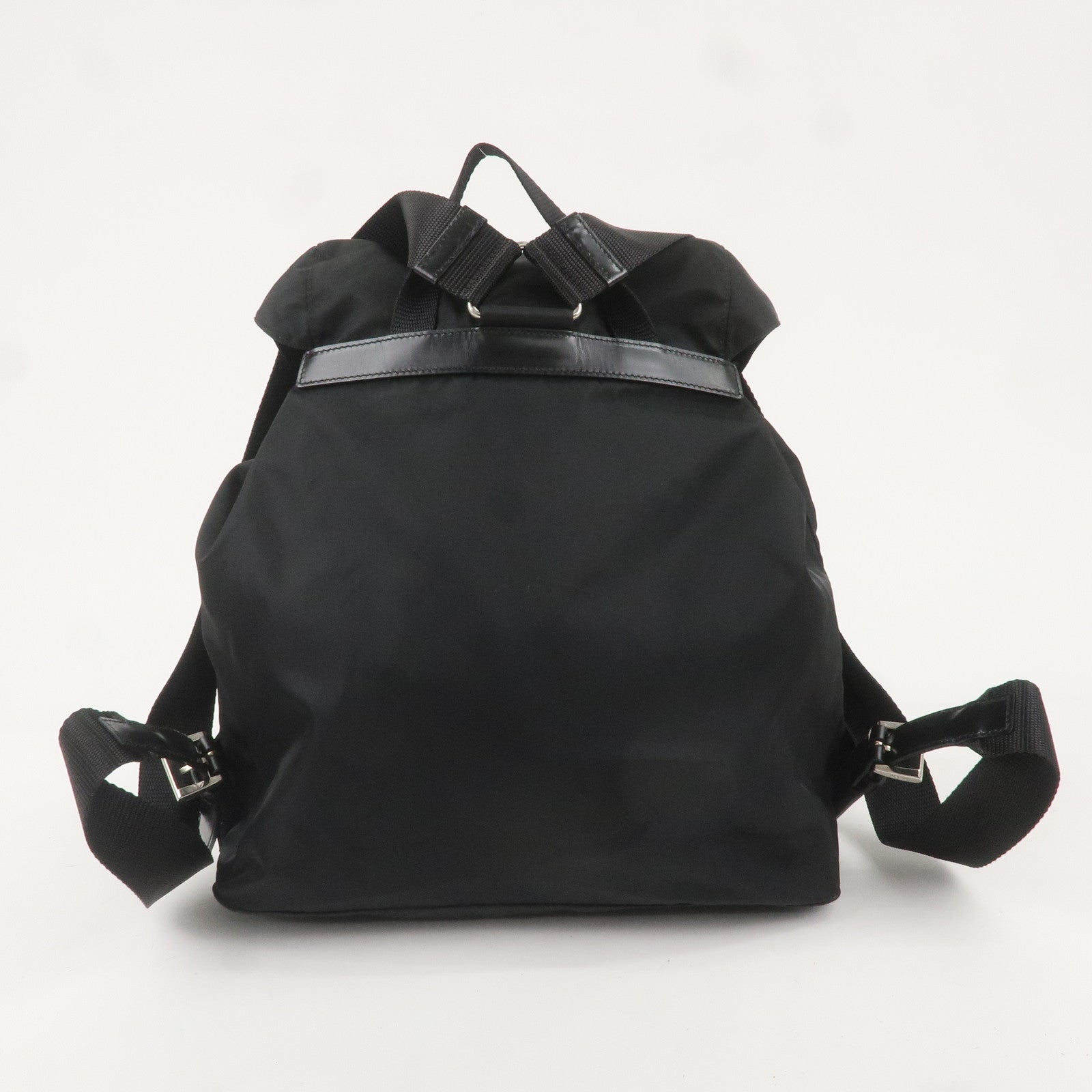 PRADA Logo Nylon Leather Backpack Ruck Sack NERO Black BZ2811