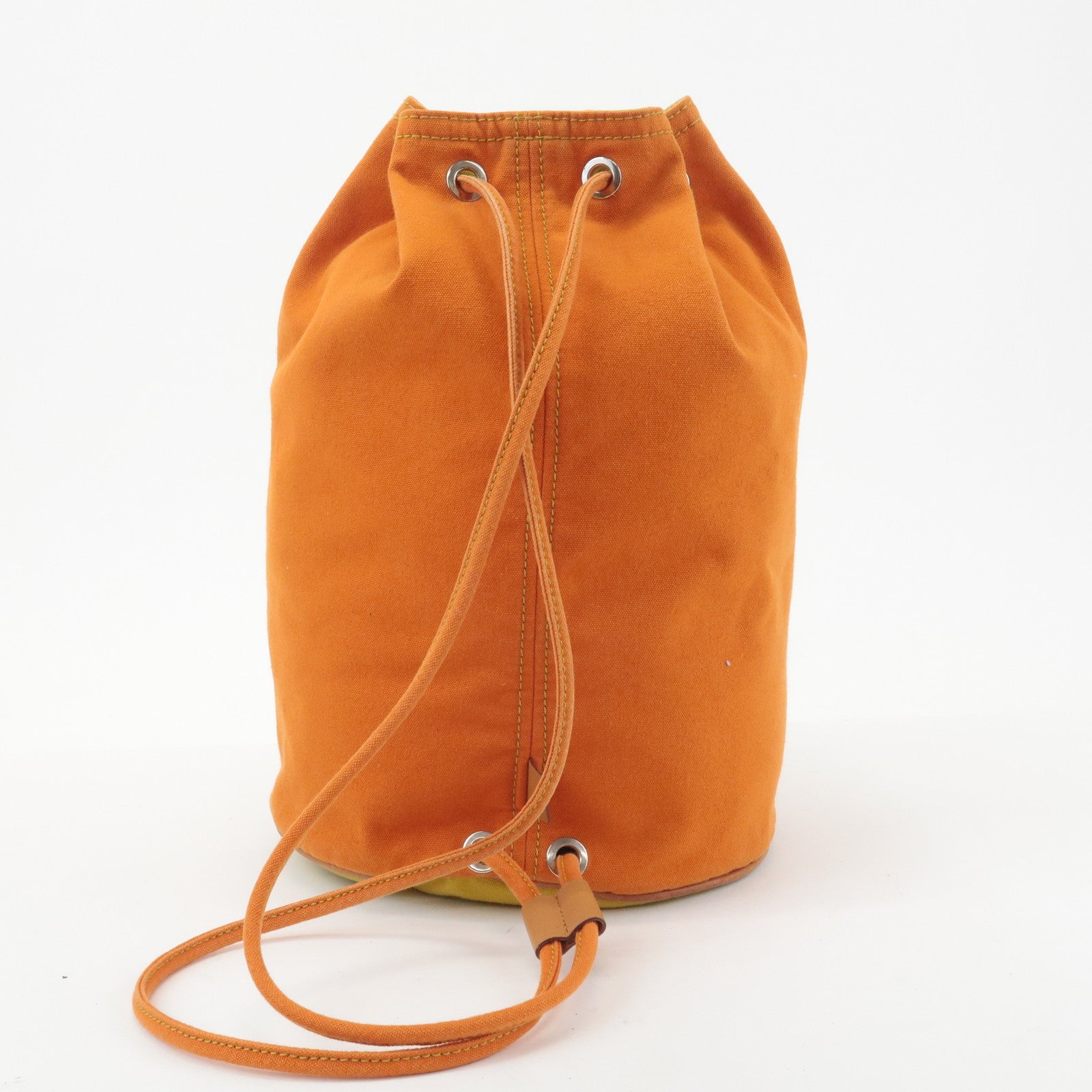 HERMES Canvas Leather Porochon Mimil GM Drawstring Backpack