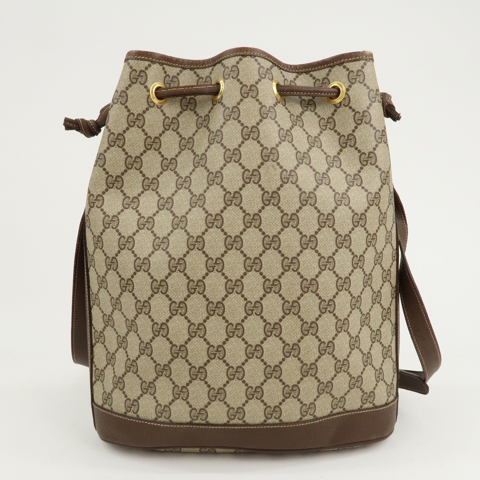 GUCCI Old Gucci GG Supreme Leather Drawstring Shoulder Bag