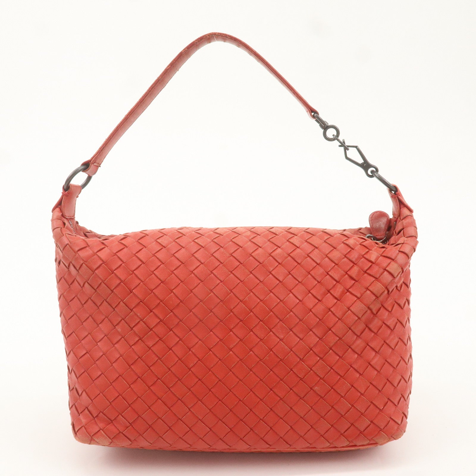 BOTTEGA VENETA Intrecciato Leather Shoulder Bag Red 239988