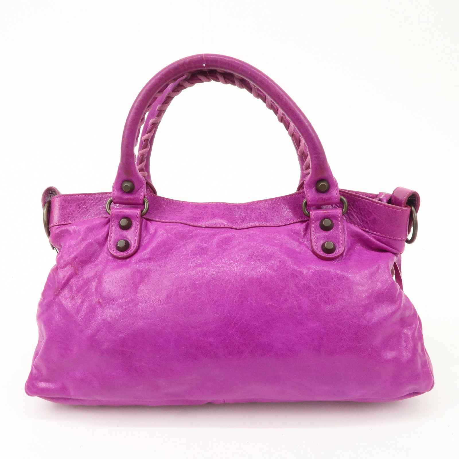 BALENCIAGA The First Leather 2Way Bag Hand Bag Pink 103208 Used