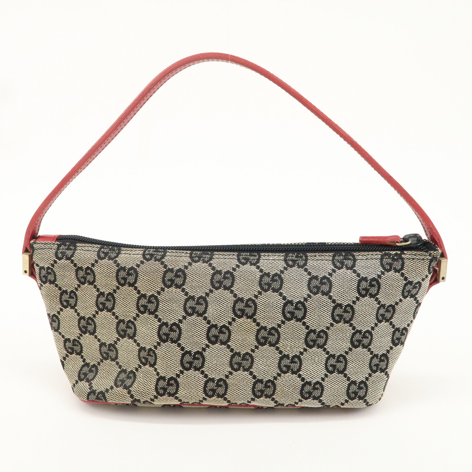 GUCCI Boat Bag GG Canvas Leather Hand Bag Pouch 039.1103