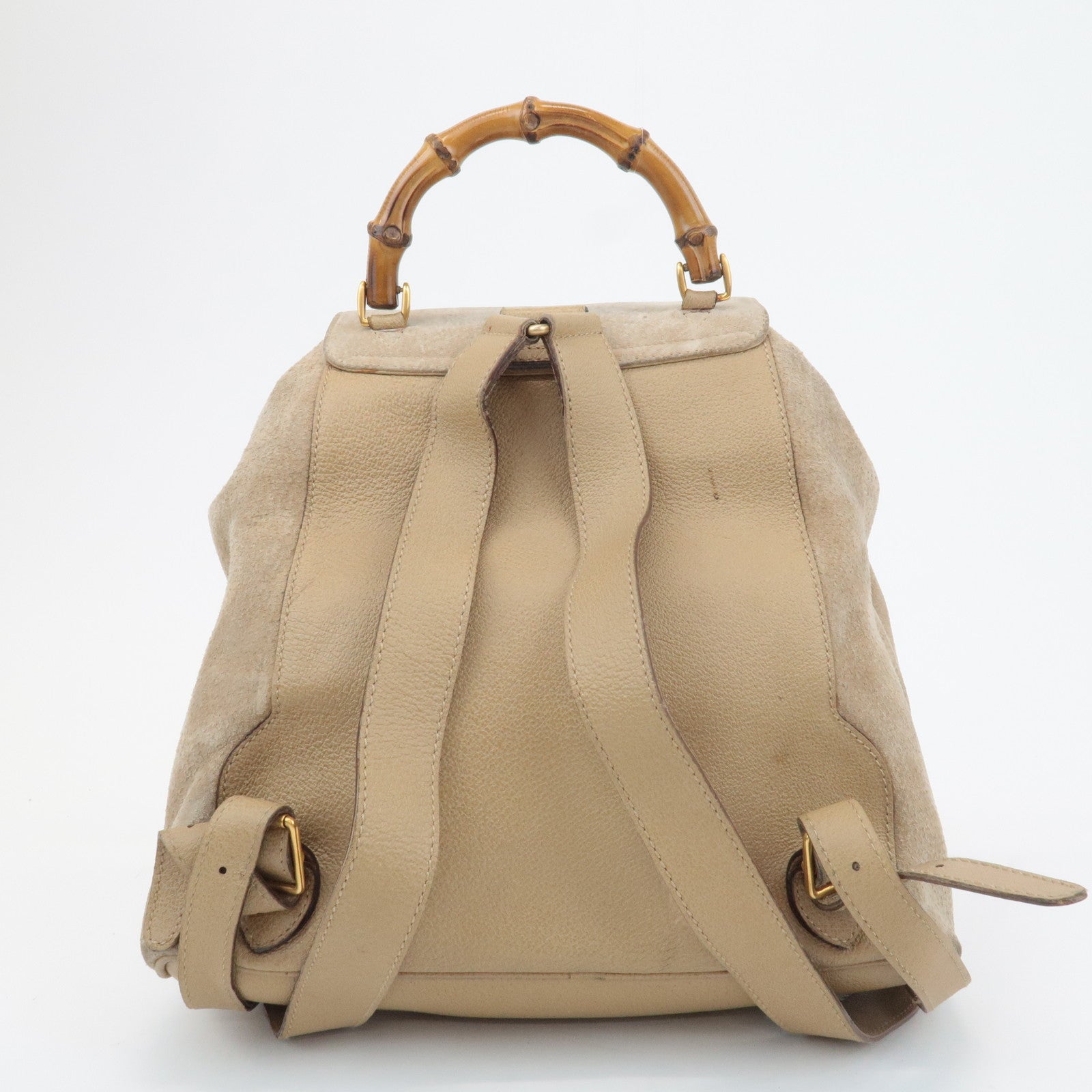 GUCCI Bamboo Suede Leather Back Pack Beige 003.1998.0016