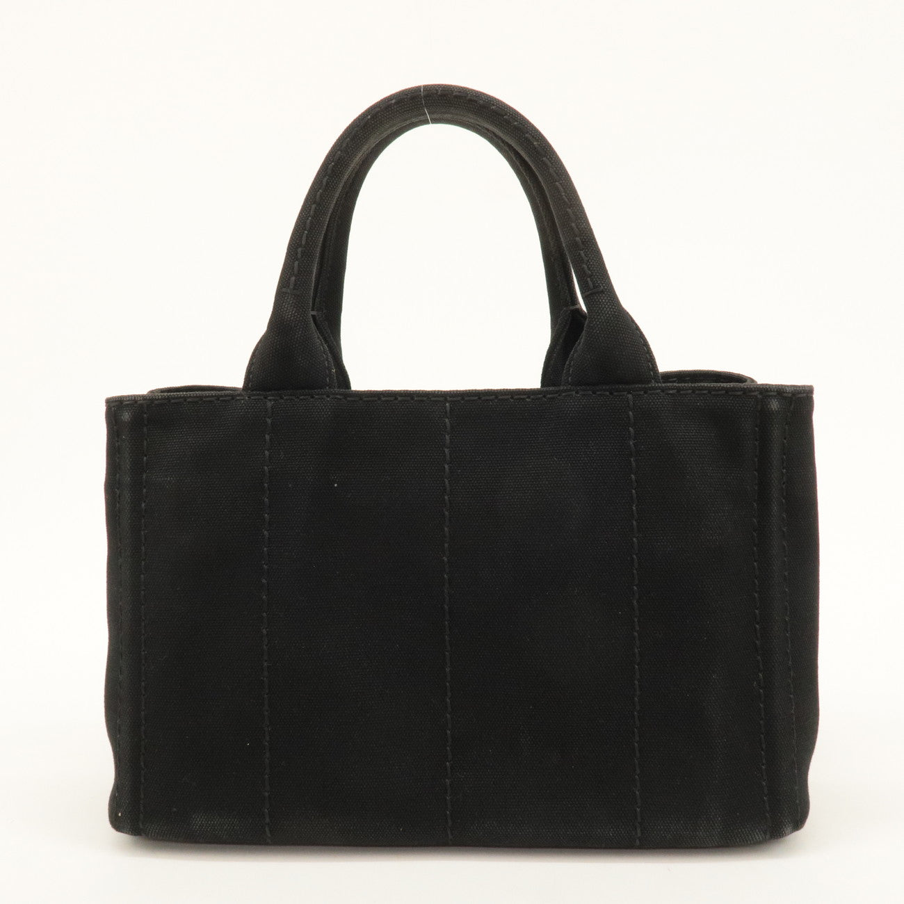 PRADA Canapa Mini Canvas Tote Bag Hand Bag Black 1BG439