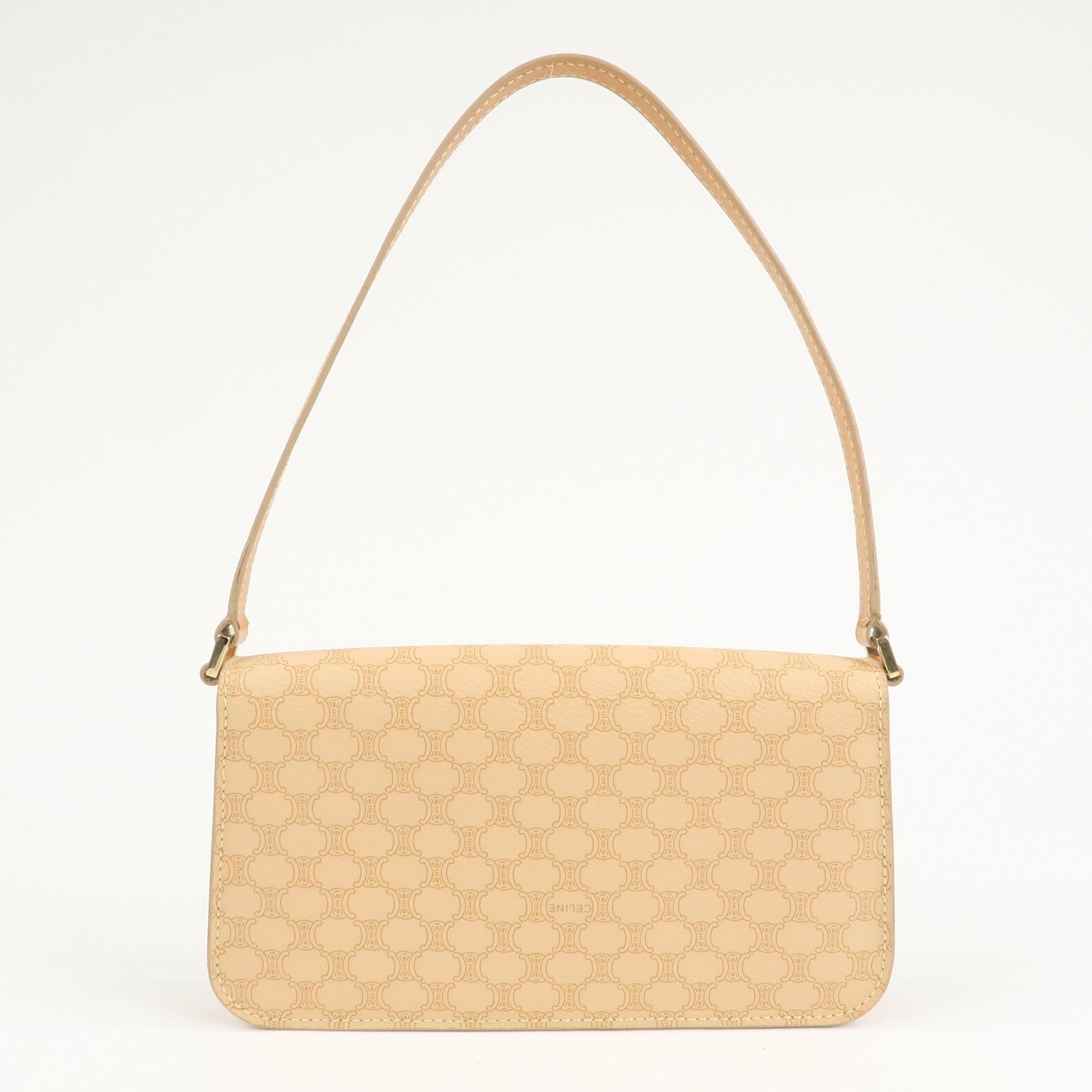 CELINE Macadam PVC Leather Shoulder Bag Hand Bag Beige Used