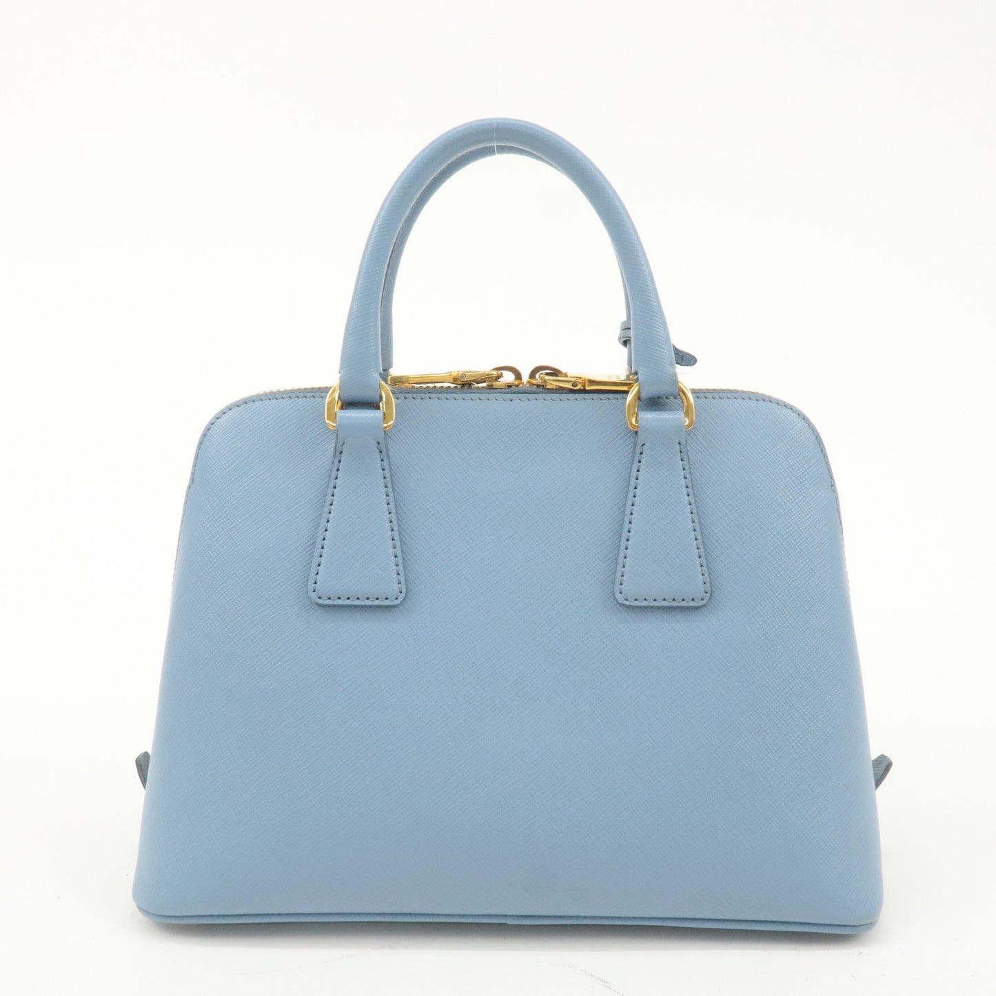 PRADA Triangle Logo Saffiano Leather Hand Bag Light Blue