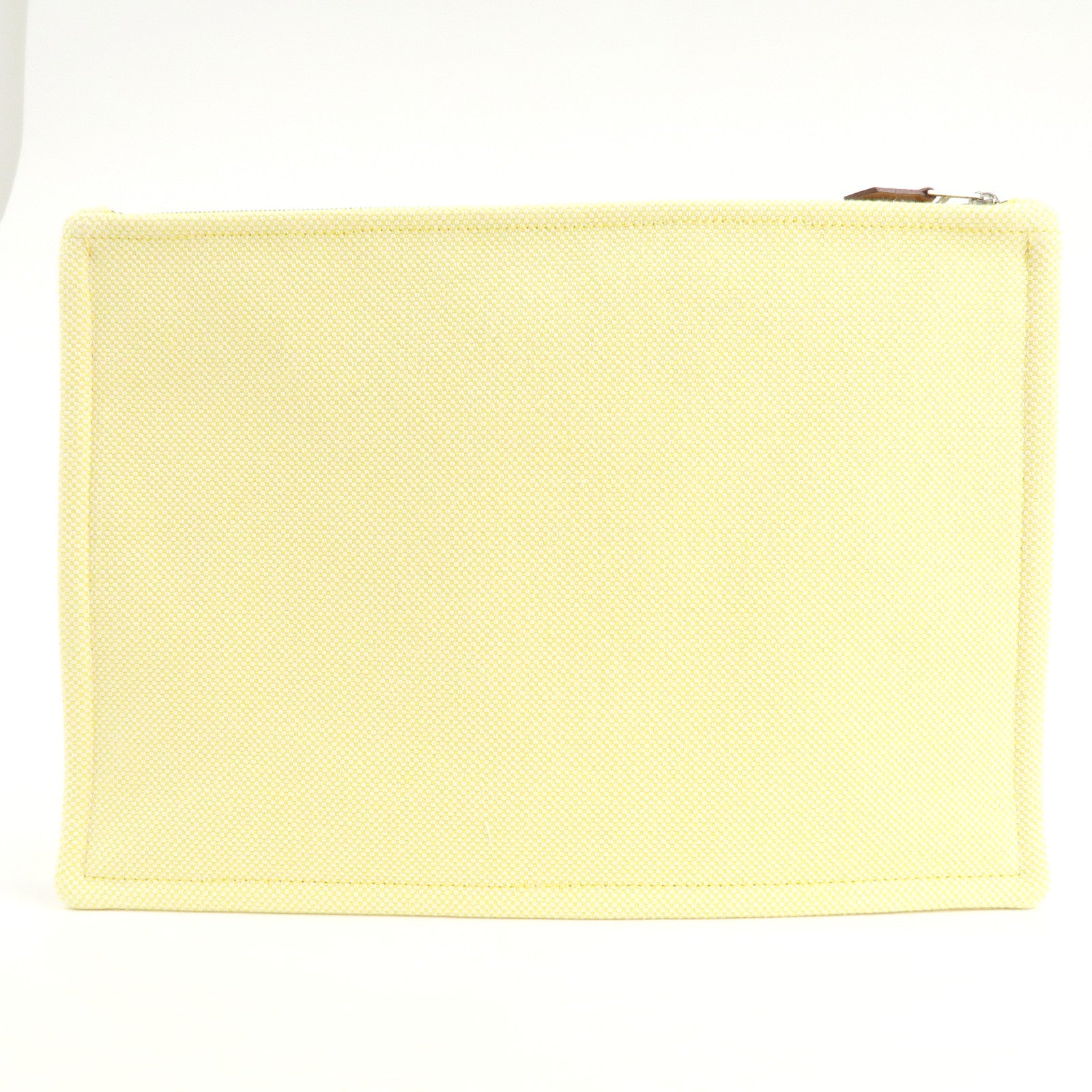 HERMES Canvas Leather H Tissage Yellow Brown Used