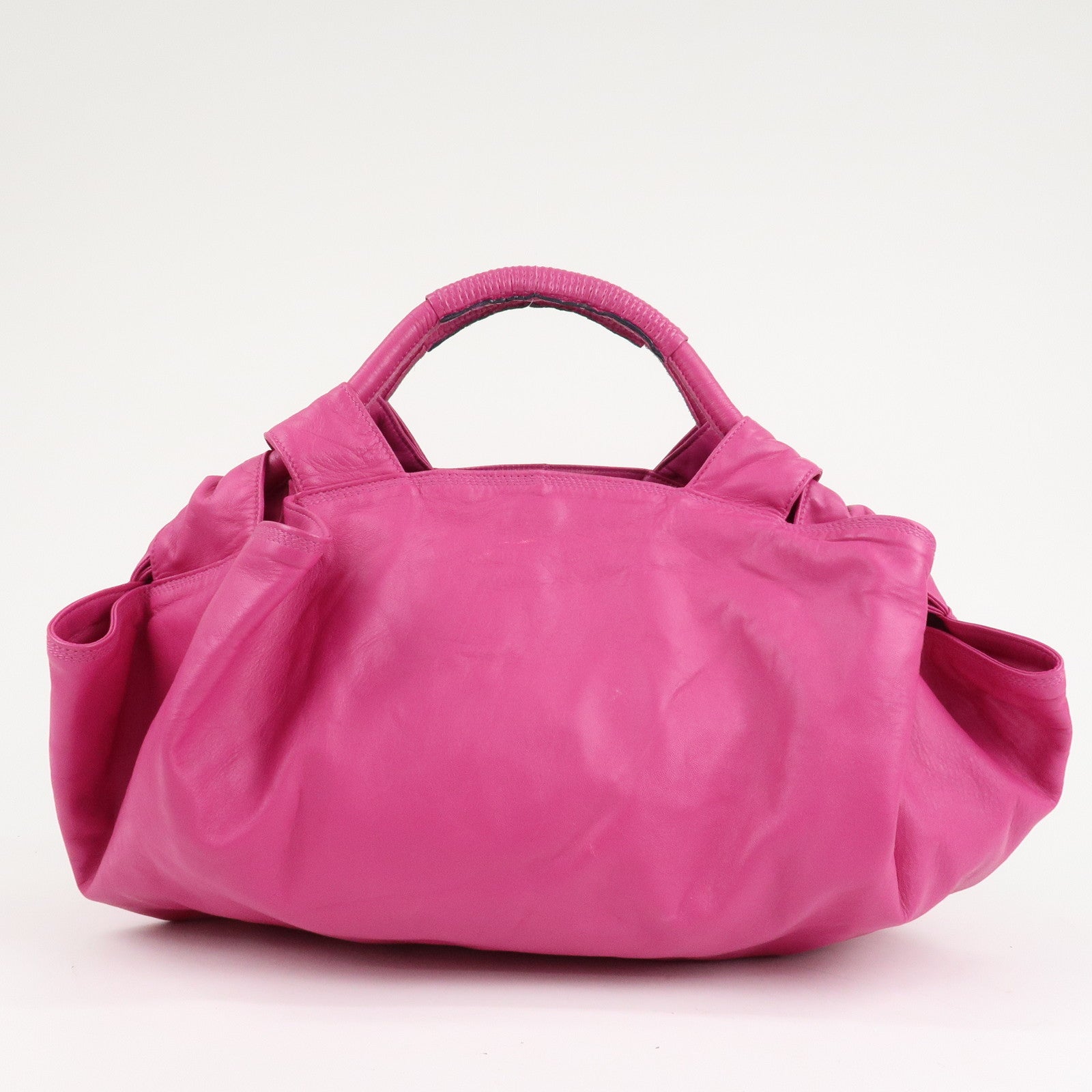 LOEWE Anagram Leather Nappa Aire Hand Bag Fuchsia Pink Used