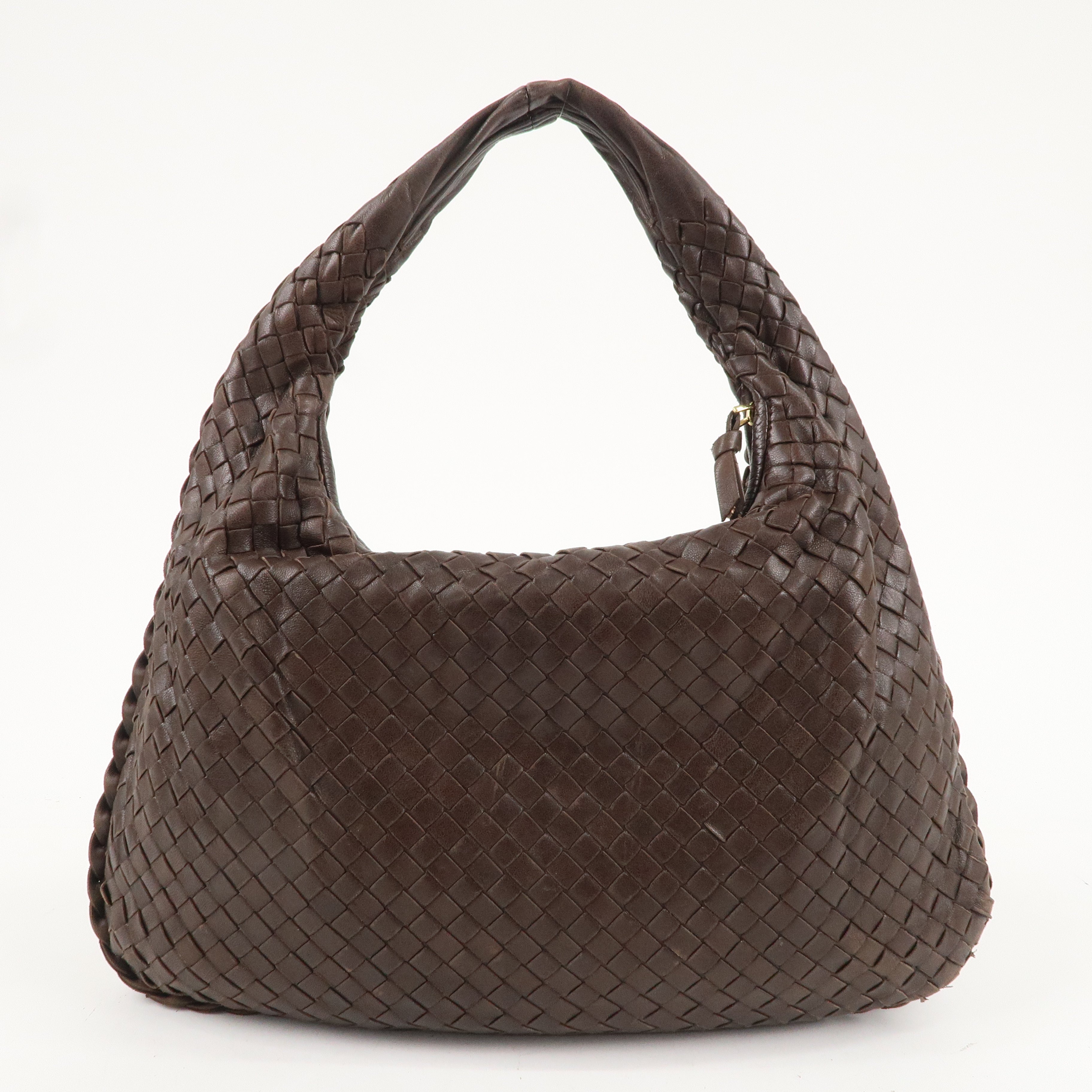 BOTTEGA VENETA Hobo Intrecciato Leather Shoulder Bag Brown 115653