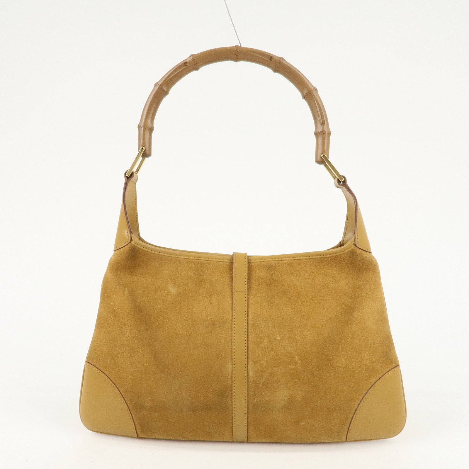 GUCCI Bamboo Suede Leather Shoulder Bag Mustard 001.4060