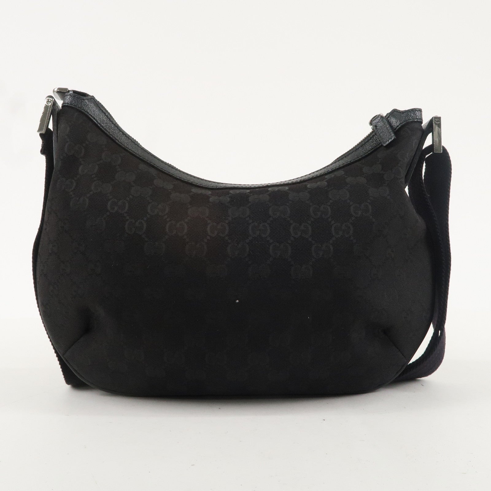 GUCCI GG Canvas Leather Shoulder Bag Black 181092