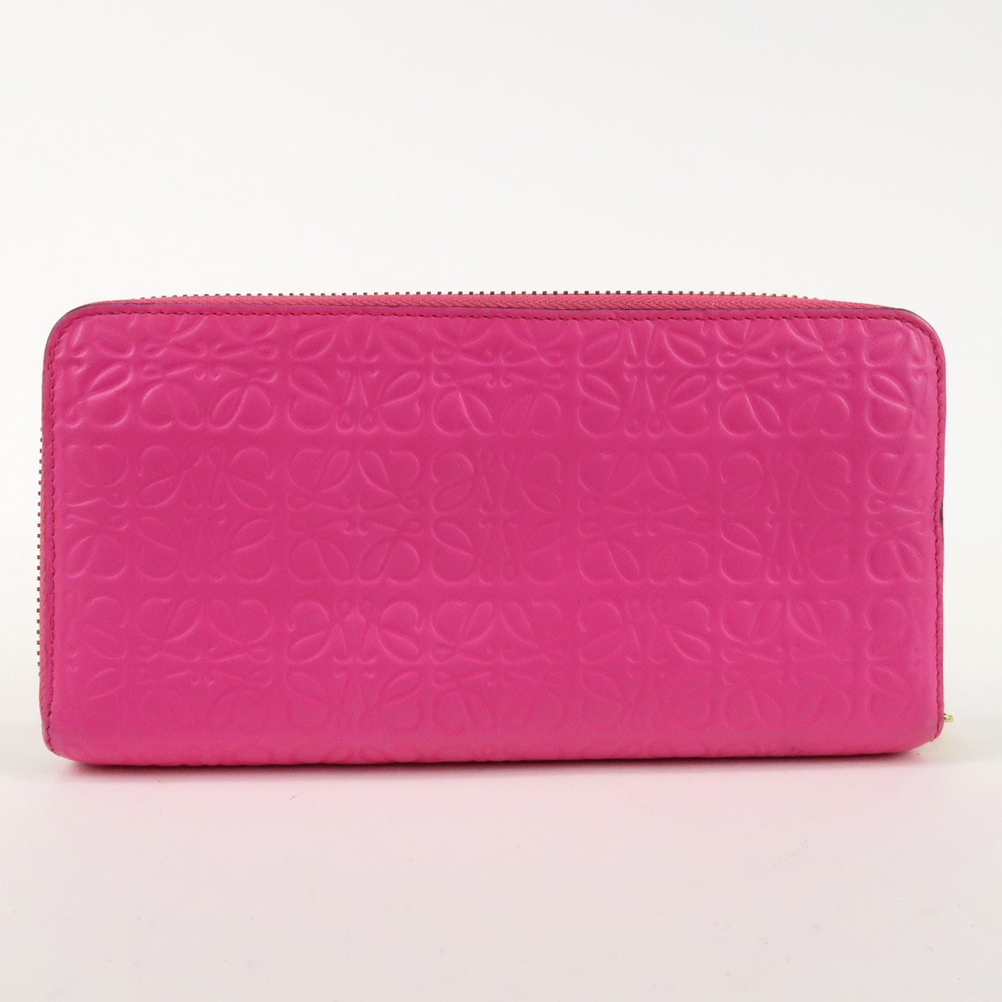 LOEWE Anagram Leather Bi-fold Round Zipper Long Wallet Pink