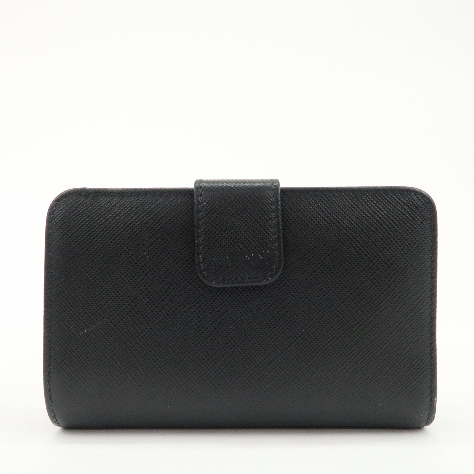 PRADA Saffiano Leather Bi-Fold Wallet Purse Black 1ML225