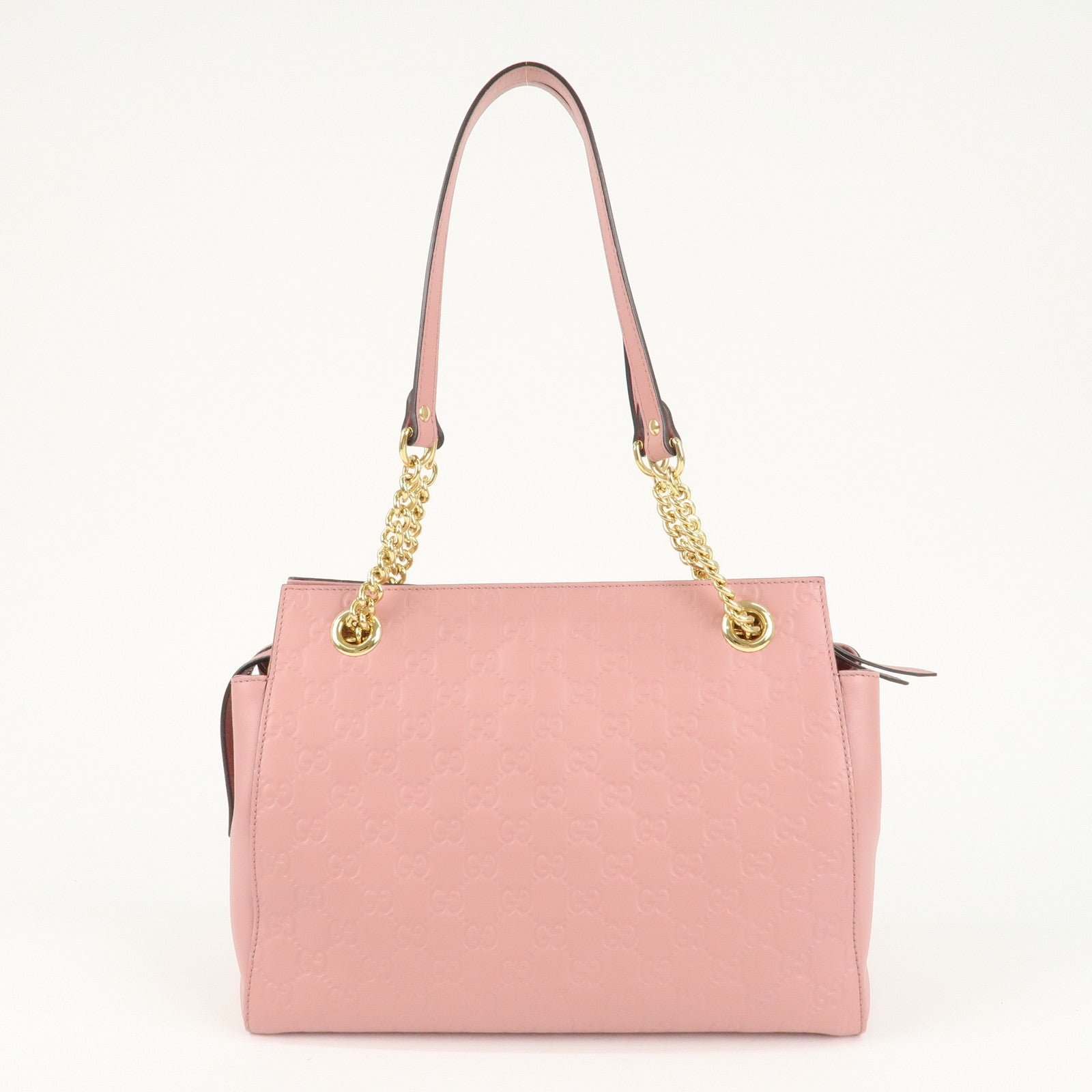 GUCCI Guccissima Leather Chain Tote Bag Shoulder Bag Pink 453773