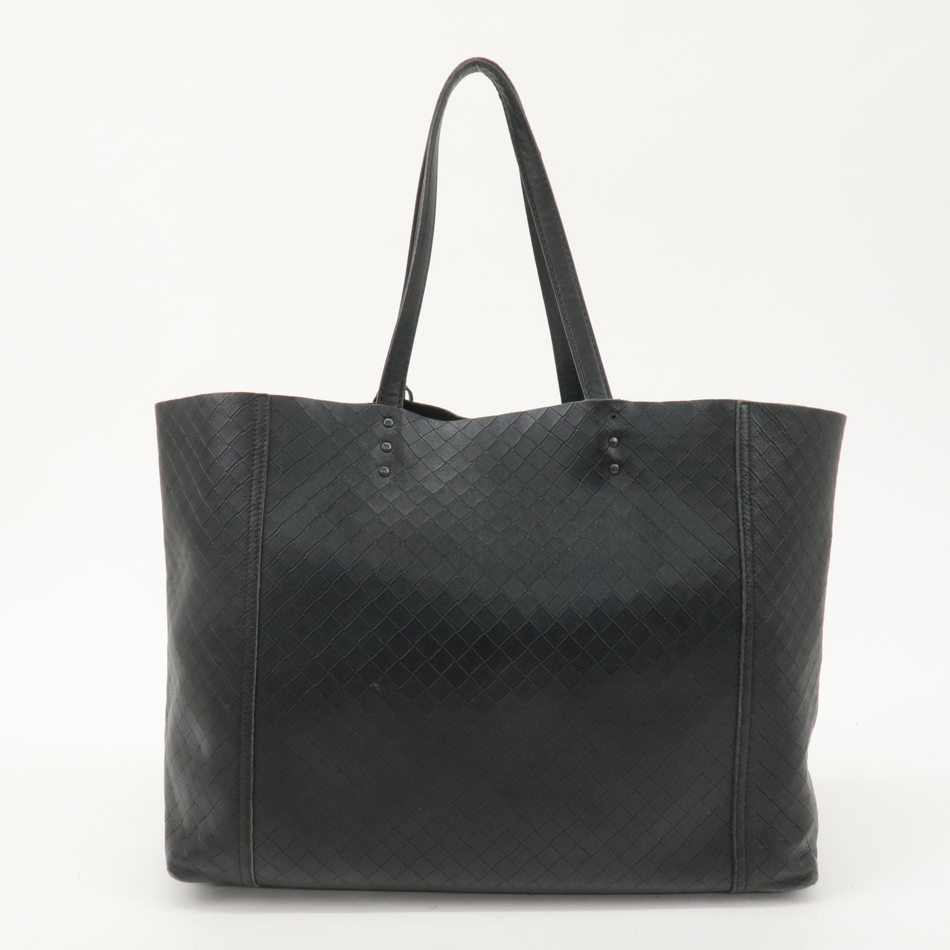 BOTTEGA VENETA Intreccio Leather Tote Bag Shoulder Bag Black