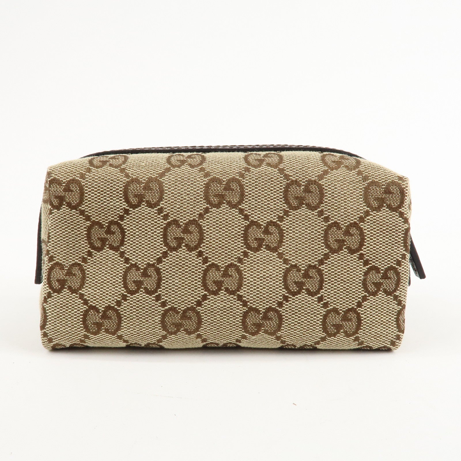 GUCCI GG Canvas Leather Pouch Cosmetic Pouch Beige Brown 29596