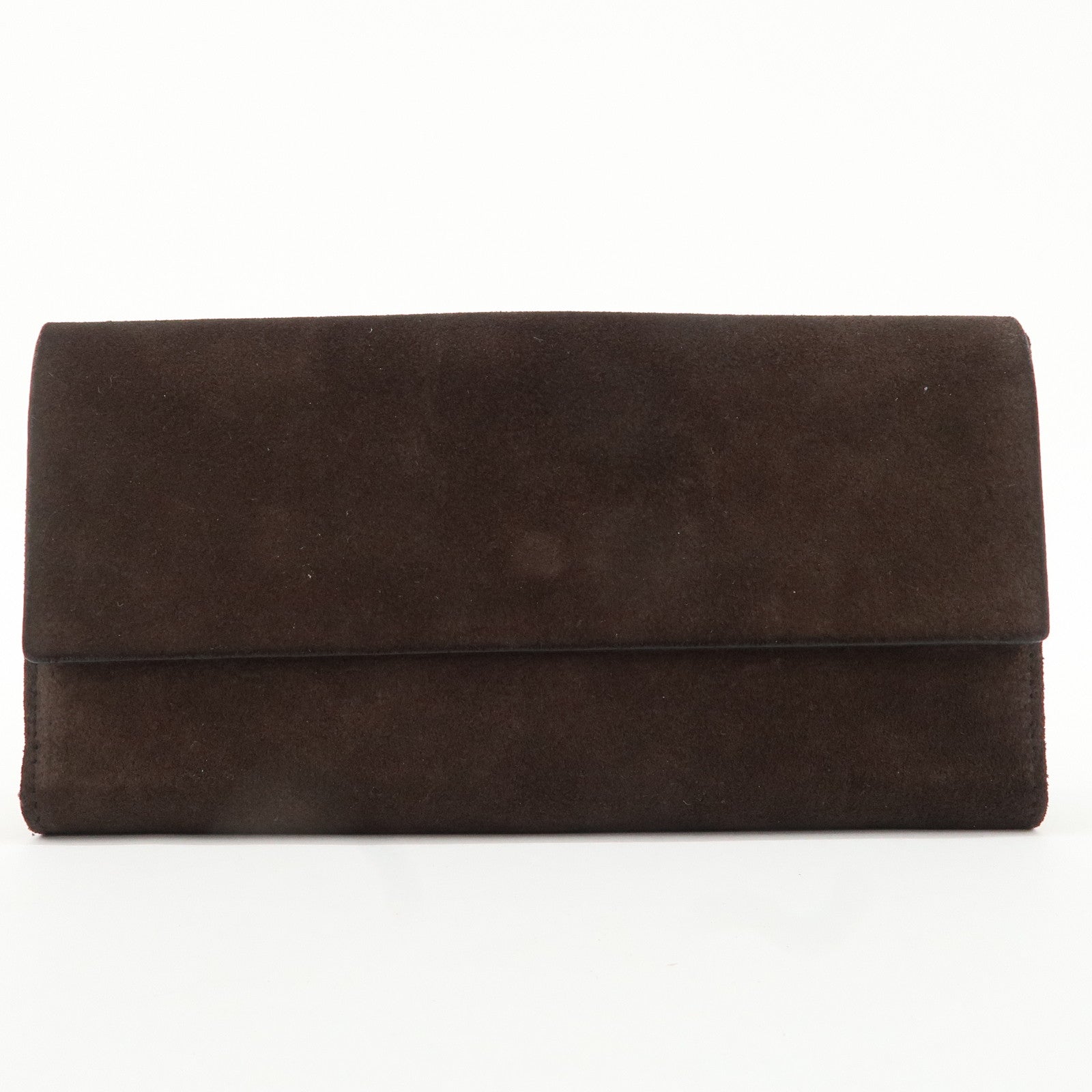 GUCCI Suede Leather Bi-fold Long Wallet Dark Brown 101564