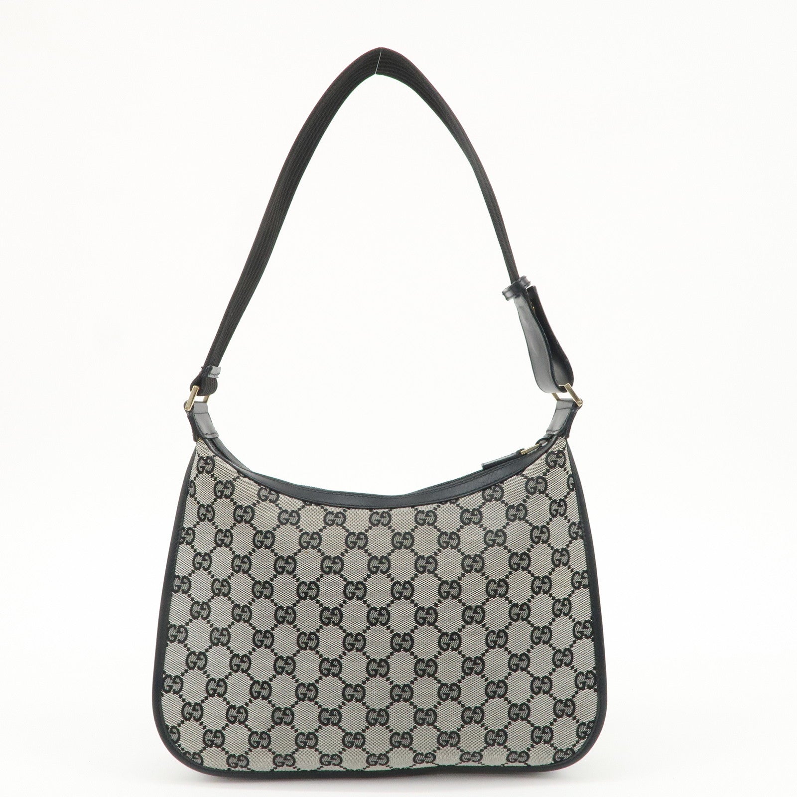 GUCCI GG canvas Leather Shoulder Bag White Navy 001.4098