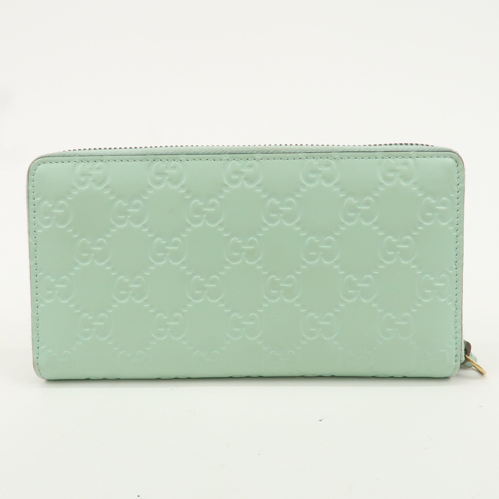 GUCCI Guccishima Leather Round Wallet Cat Motif Mint Green 548058