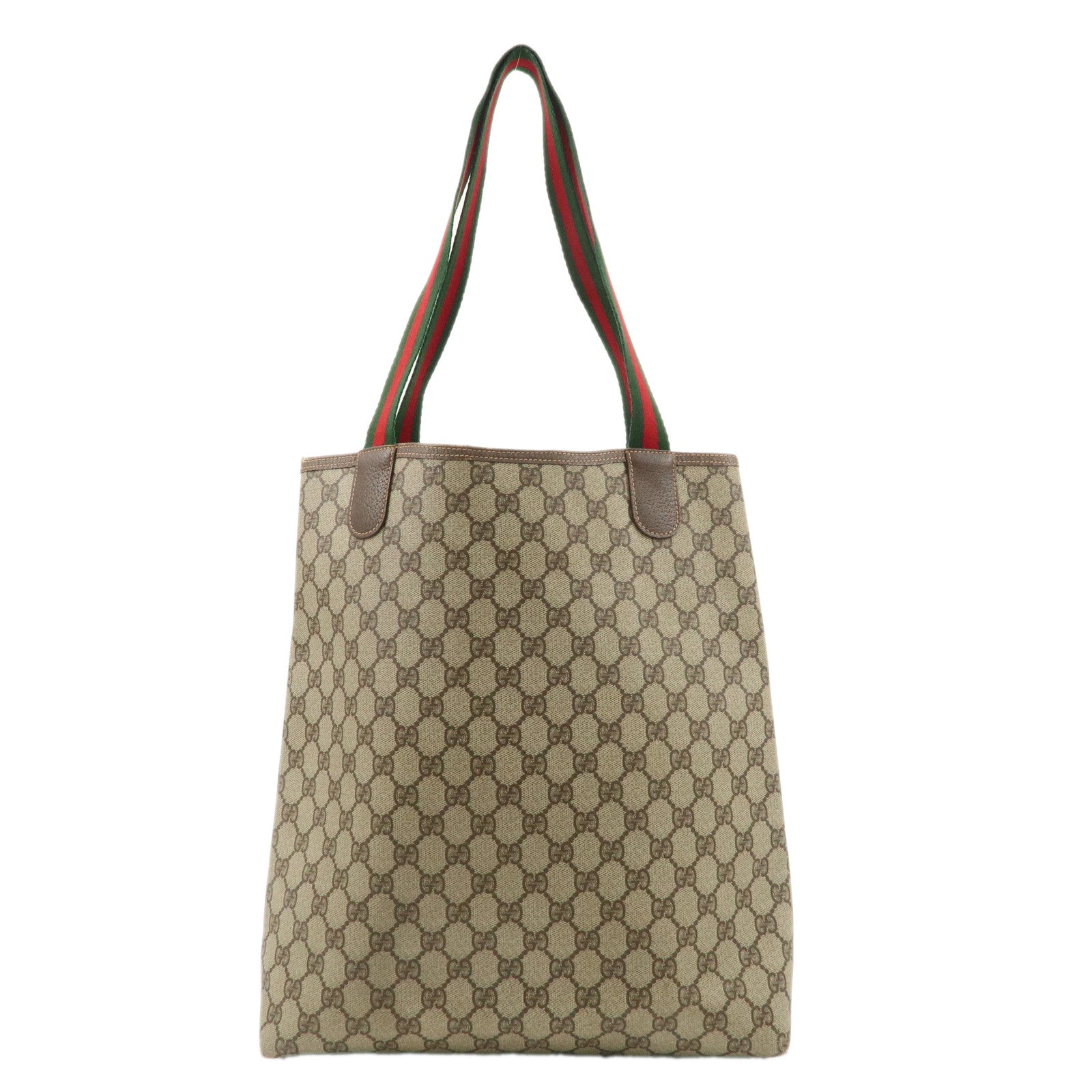 GUCCI Old Gucci Sherry GG Plus Leather Tote Bag Beige 40.02.003