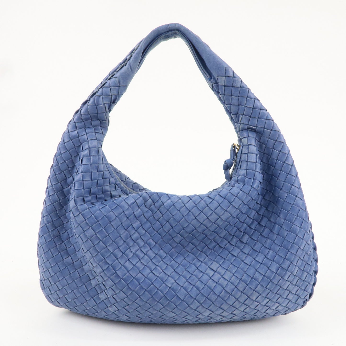 BOTTEGA VENETA Intrecciato Hobo Leather Shoulder Bag Blue 115653