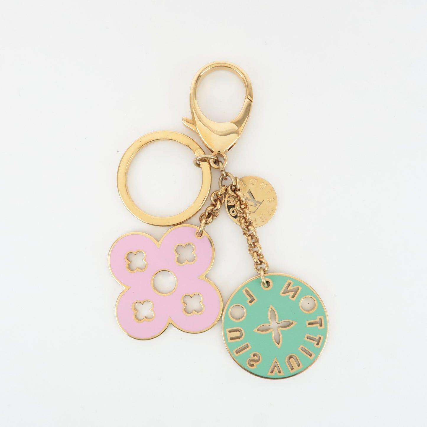 Louis Vuitton Porte Cles Looping Bag Charm Pink Green M66006