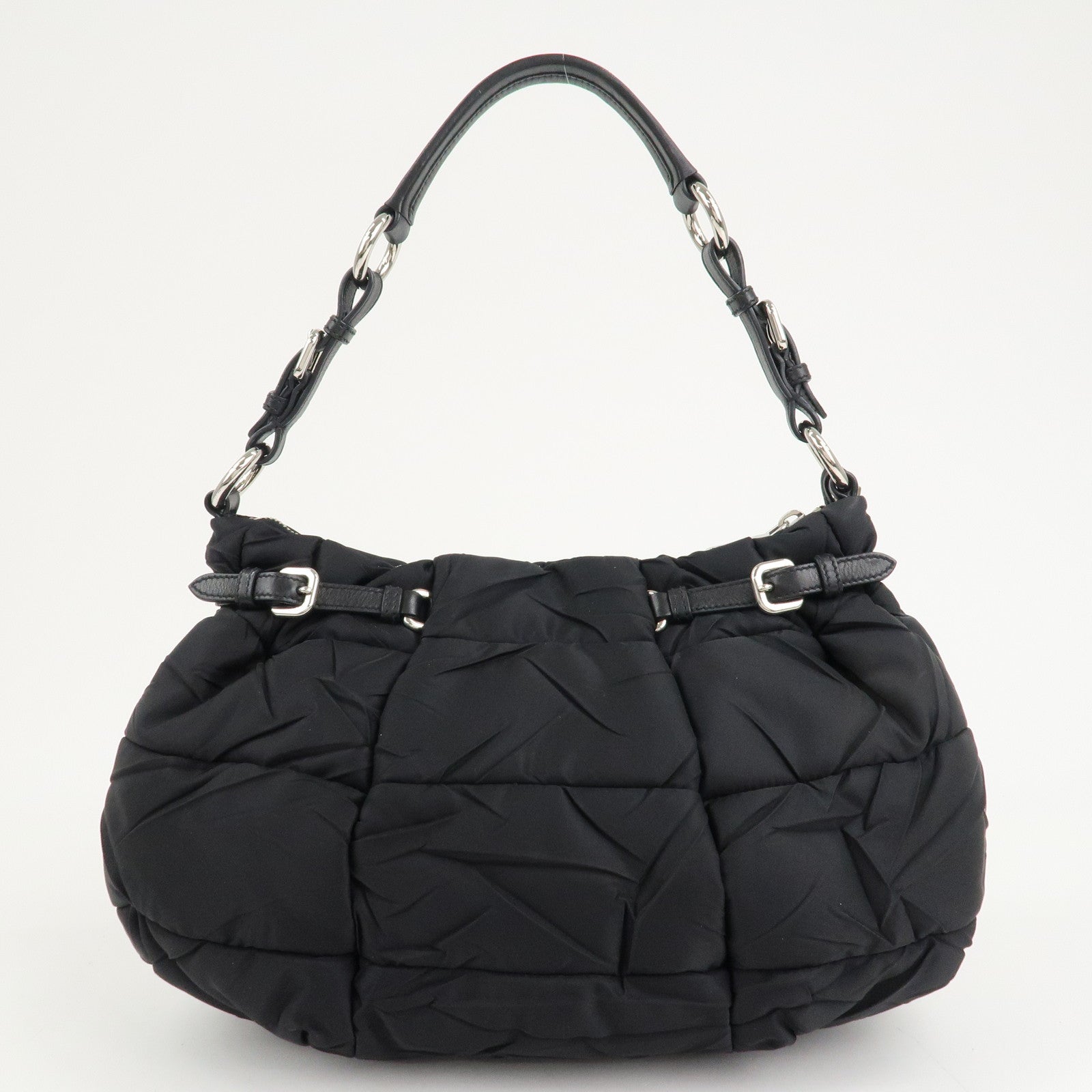 PRADA Crispy Nylon Leather Shoulder Bag Black BR3808