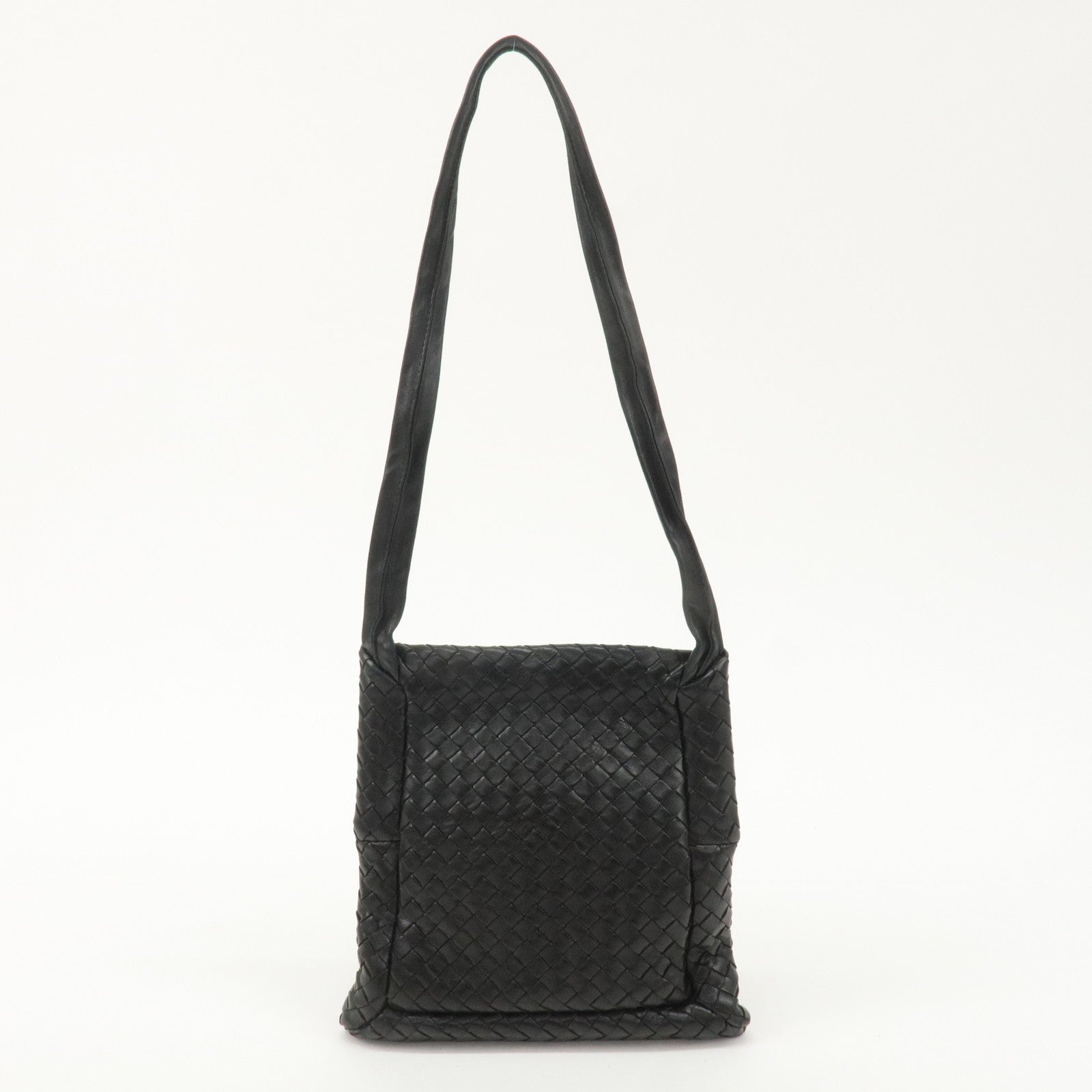 BOTTEGA VENETA Intrecciato Leather Shoulder Bag Black