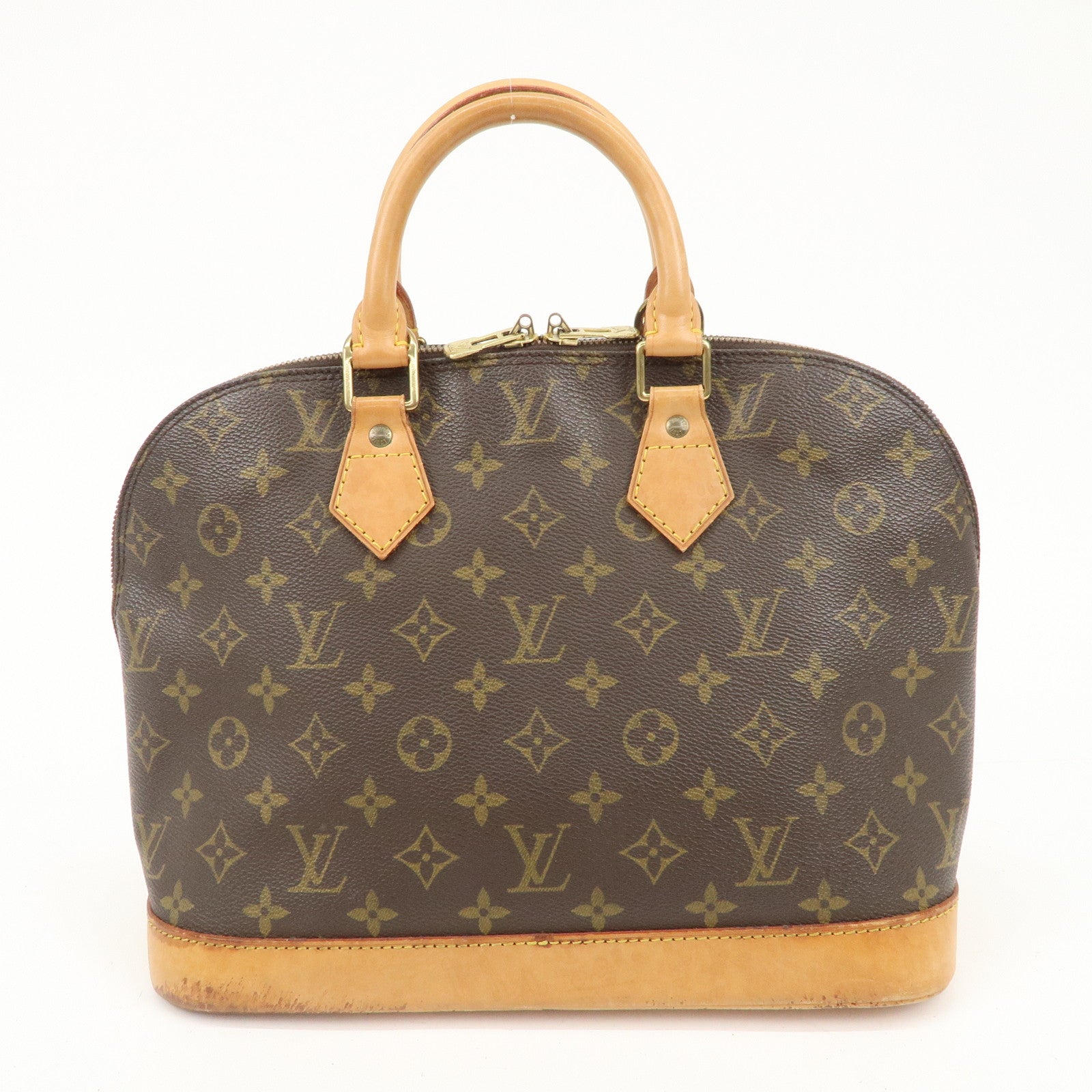 Louis Vuitton Monogram Alma Hand Bag Brown Gold Hardware M511300 Used