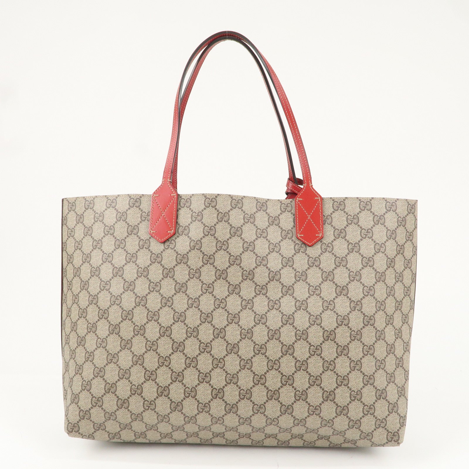 GUCCI GG Supreme Leather Reversible Tote Bag Beige Red 368568