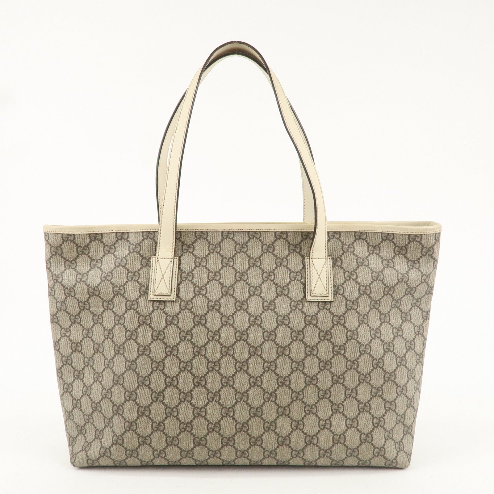 GUCCI GG Supreme Leather Tote Bag Beige Ivory 211137