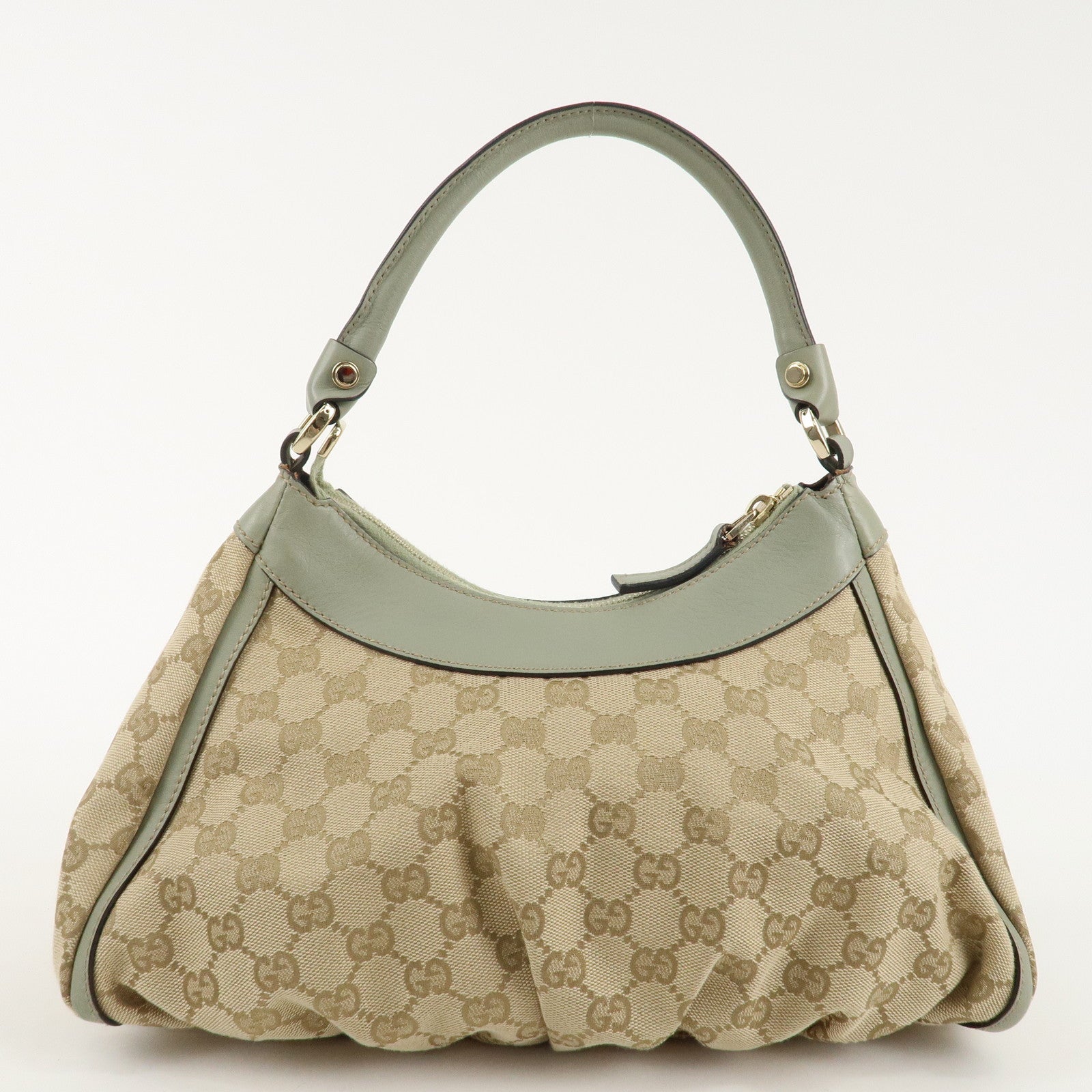 GUCCI Abbey GG Canvas Leather Shoulder Bag Beige LightGreen 190525