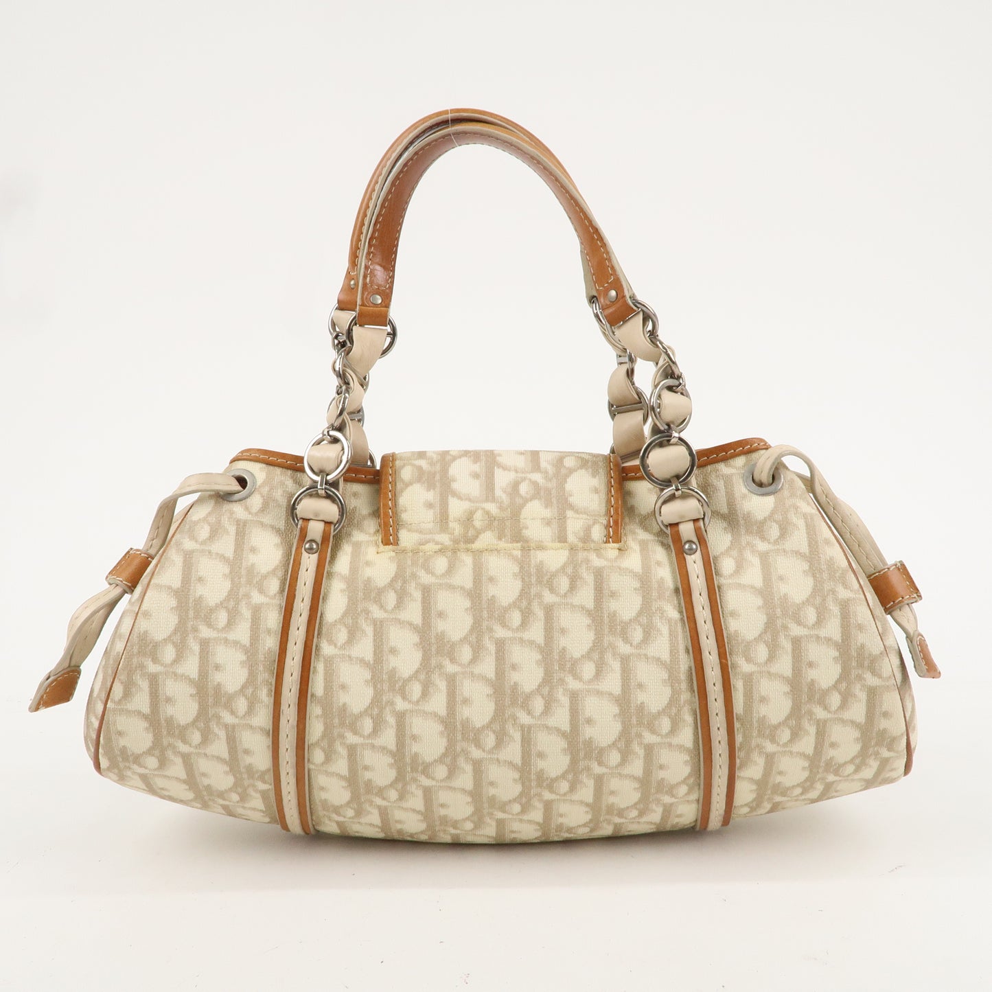 Christian Dior Trotter PVC Leather Hand Bag Beige Brown
