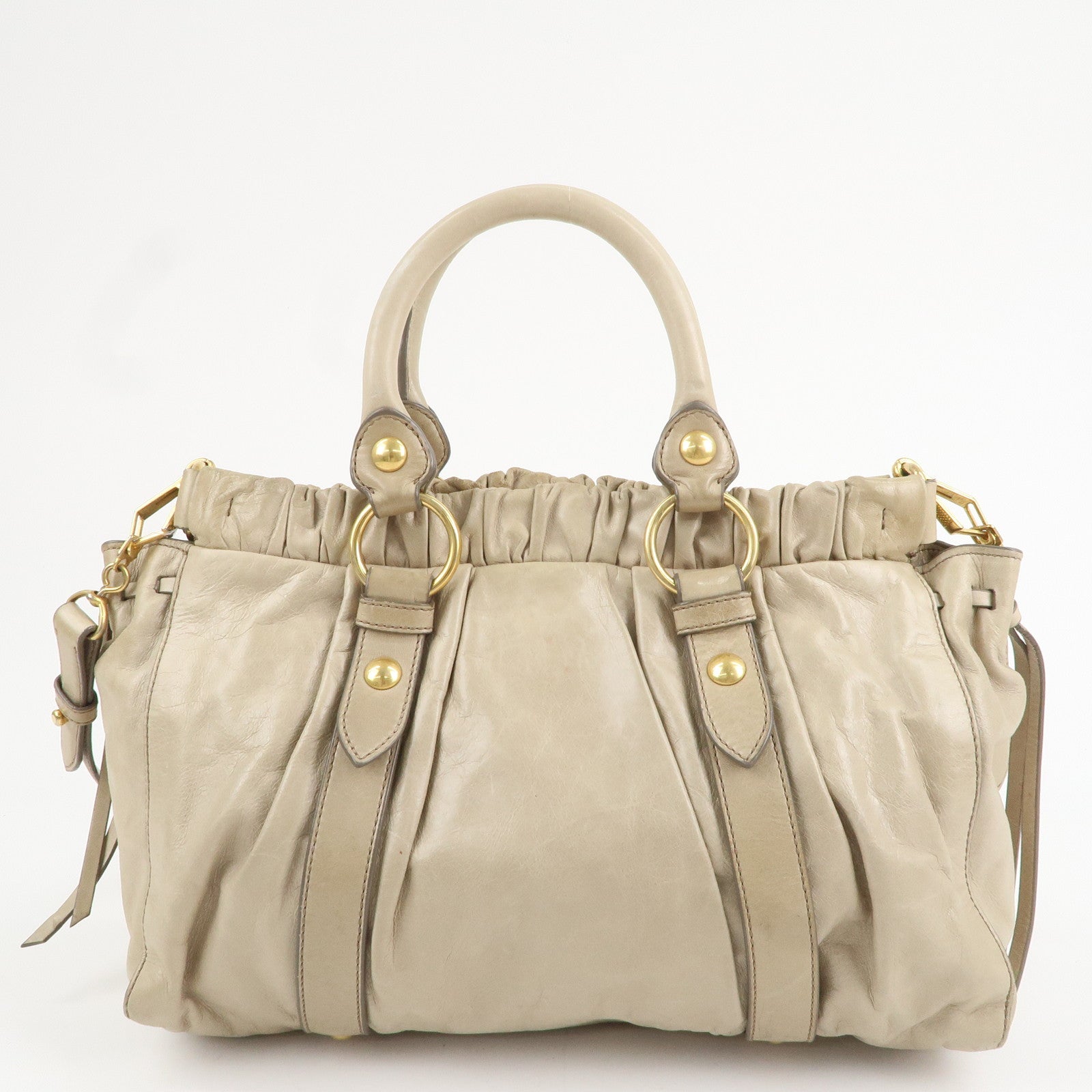 MIU-MIU-Leather-2WAY-Bag-Shoulder-Hand-Bag-Light-Green-Gold-HDW 