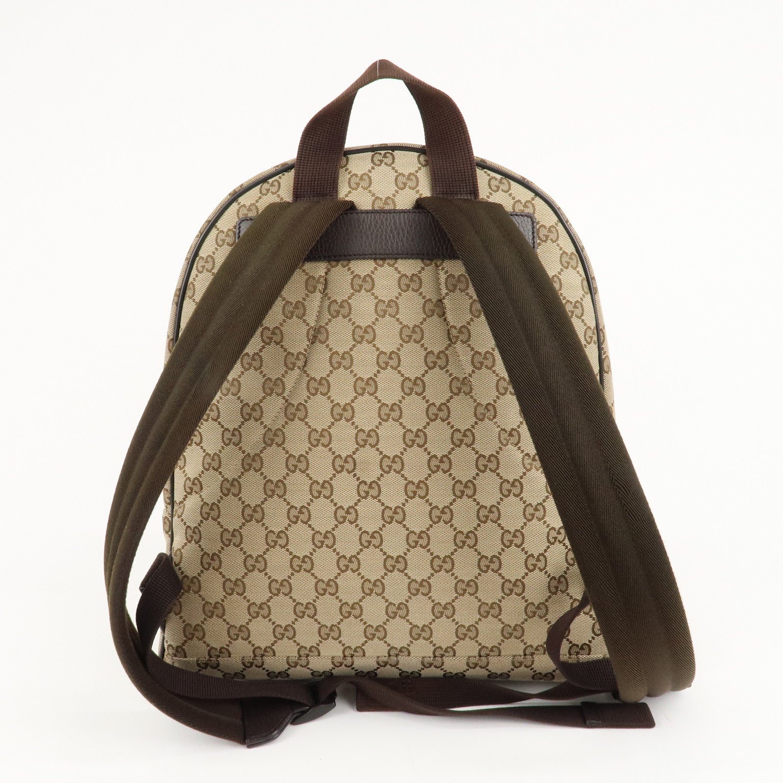 GUCCI GG Canvas Leather Backpack Beige Brown 449906