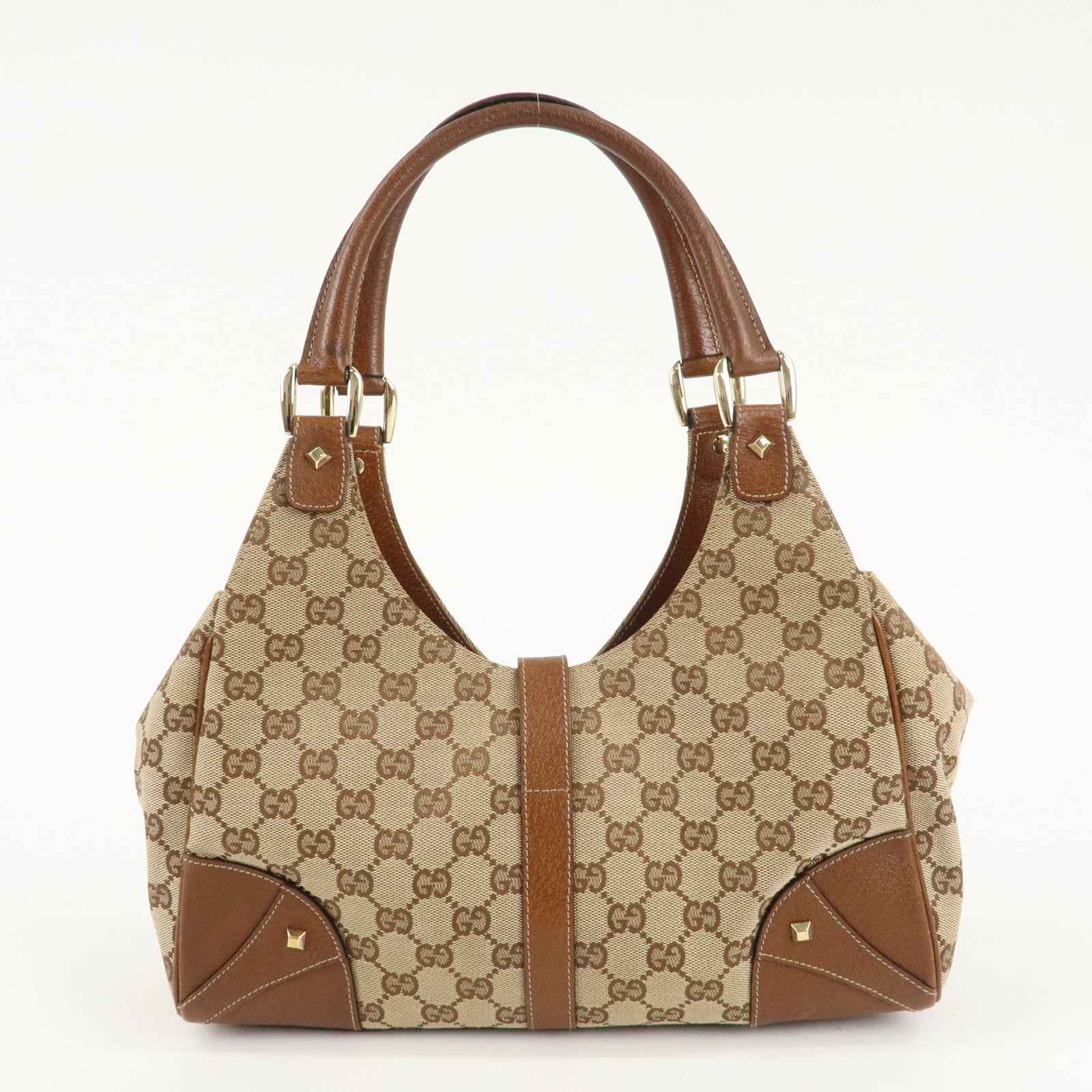 GUCCI New Jackie GG Canvas Leather Shoulder Bag Brown 124407