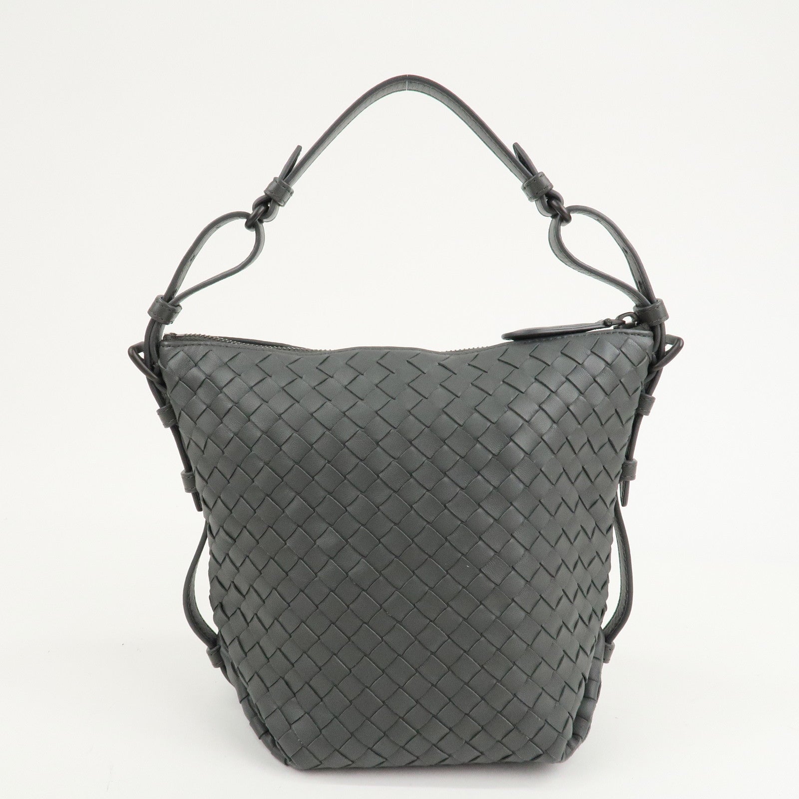 BOTTEGA VENETA Intrecciato Leather Semi Shoulder Bag Gray