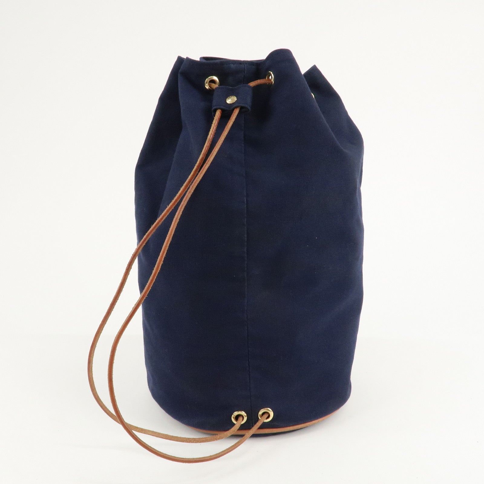 HERMES Canvas Leather Porochon Mimil GM Shoulder Bag Navy