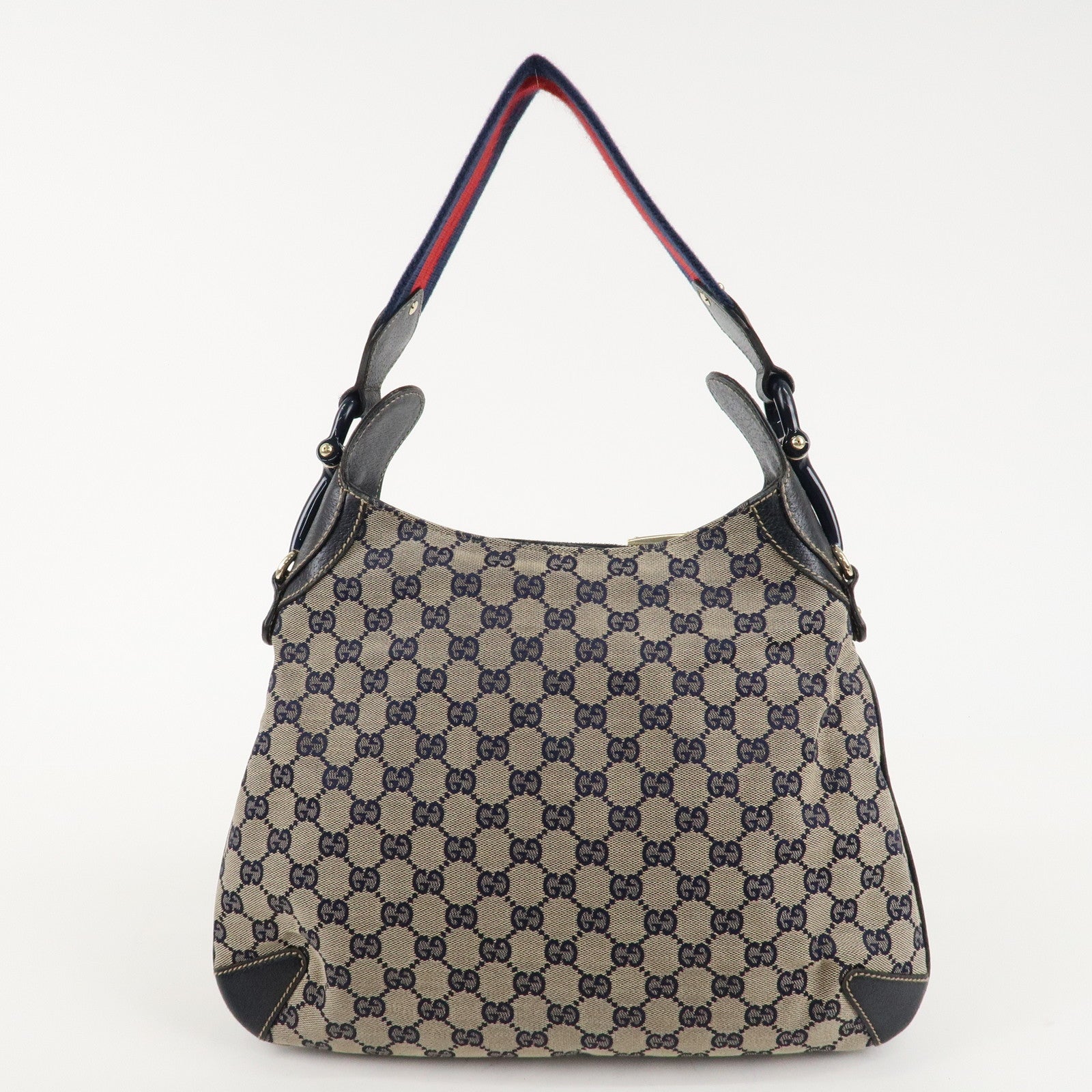 GUCCI Sherry Horsebit GG Canvas Leather One Shoulder Bag 145826